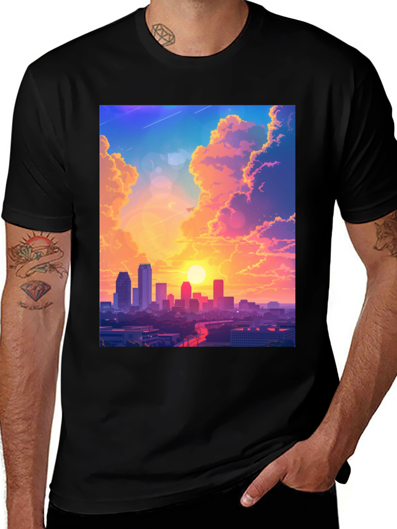 Variant 11 of Sunset Cityscape Graphic Tee