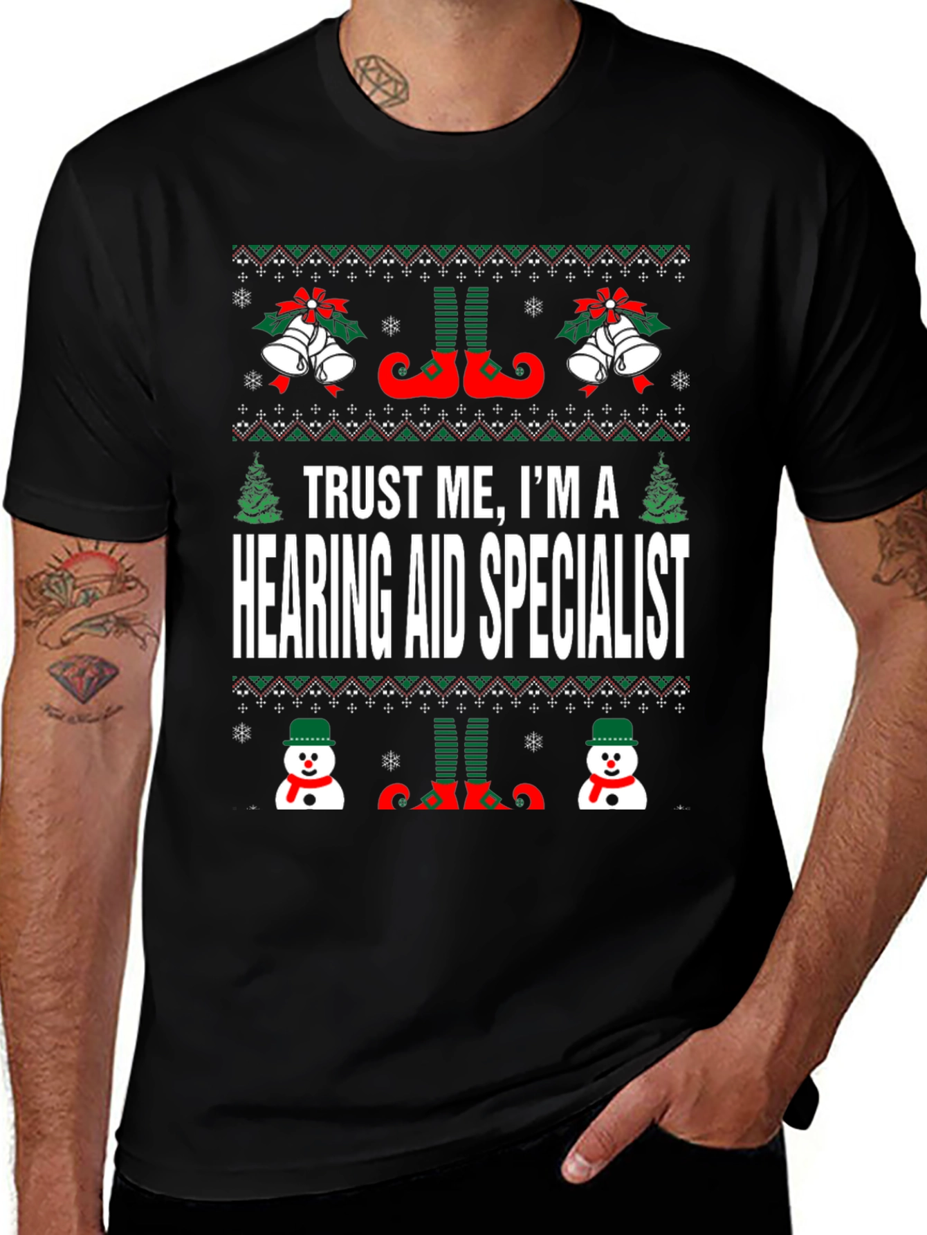 Variant 14 of Hearing Aid Specialist Ugly Christmas T-Shirt