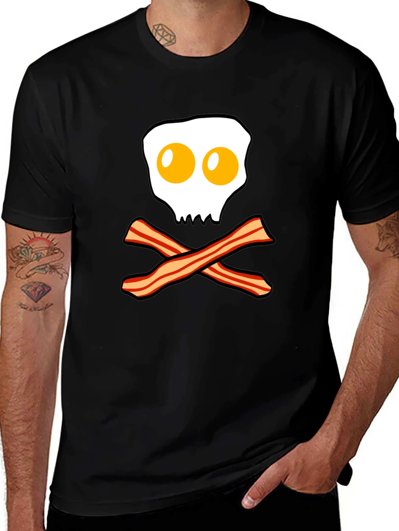 Variant 27 of Bacon and Egg Skull Graphic Tee