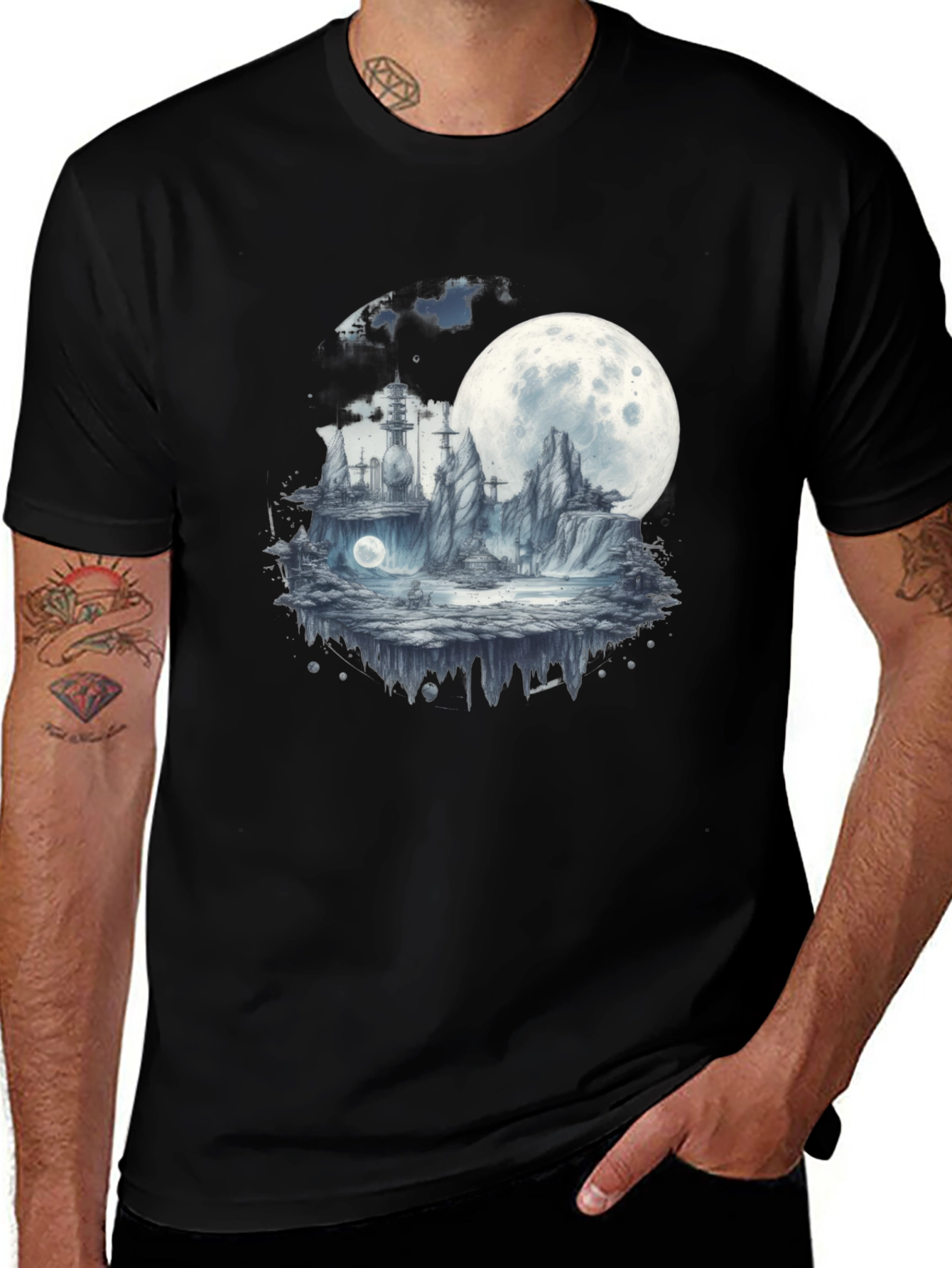 Variant 7 of Moonscape Graphic Tee - Black