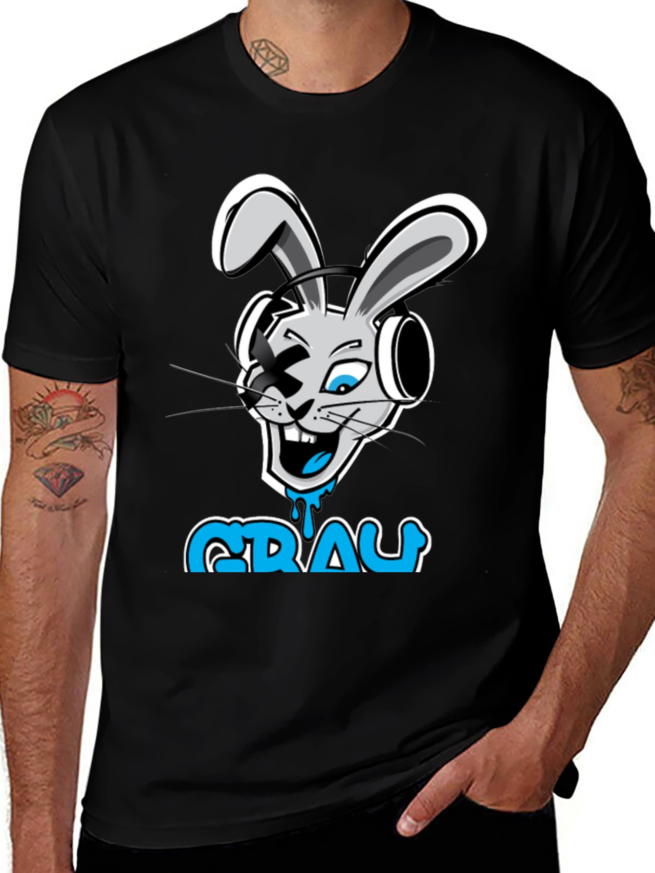 Variant 4 of Gray Bunny T-Shirt - Unique Graphic Tee