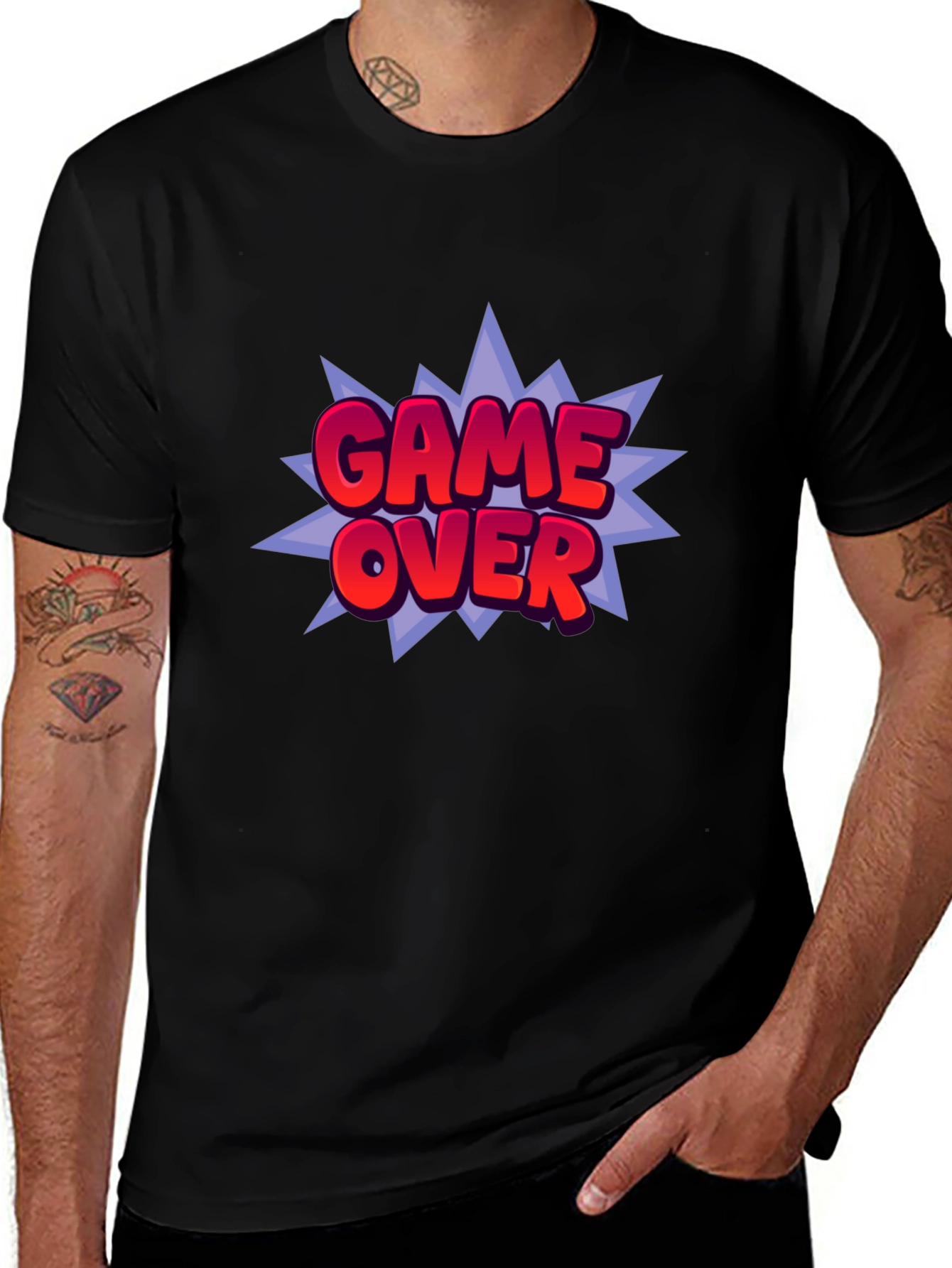 Variant 24 of Game Over Graphic Print Black T-Shirt