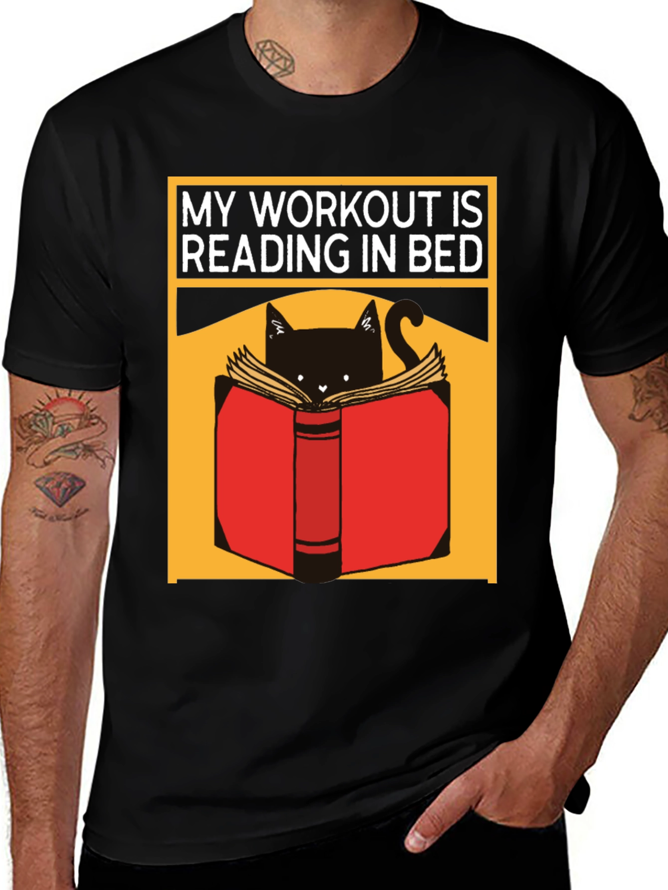 Cat Reading in Bed T-Shirt