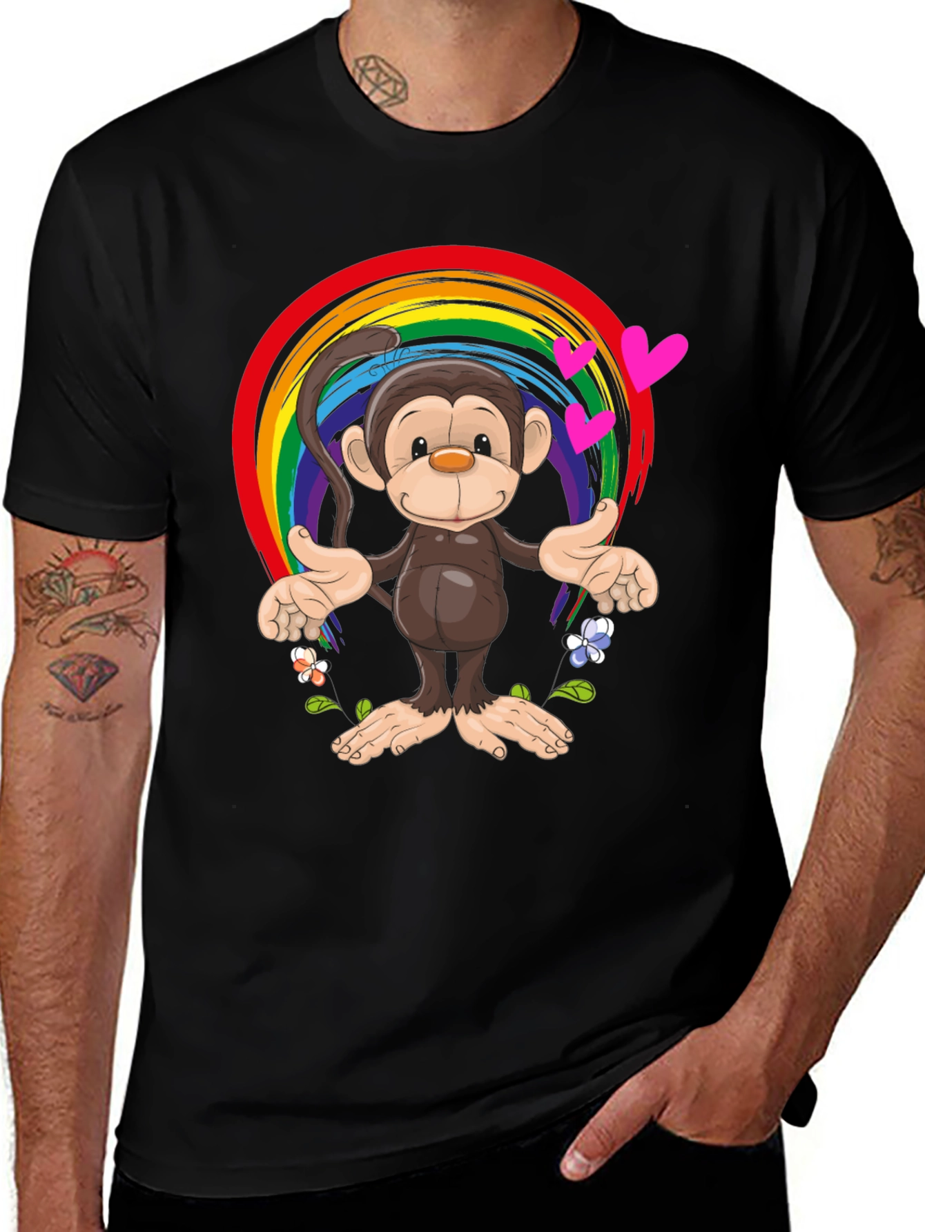 Variant 10 of Rainbow Monkey Graphic Tee - Soft Cotton Blend