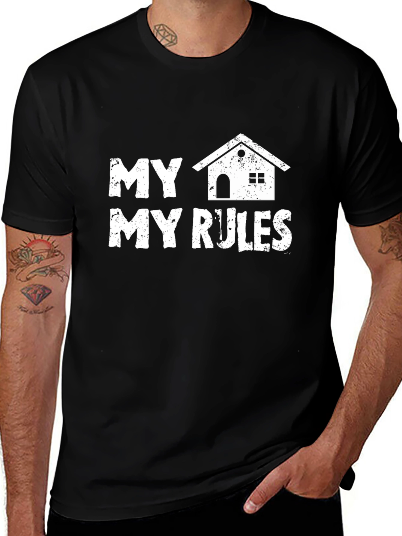 Variant 16 of My House My Rules Graphic Tee - Black