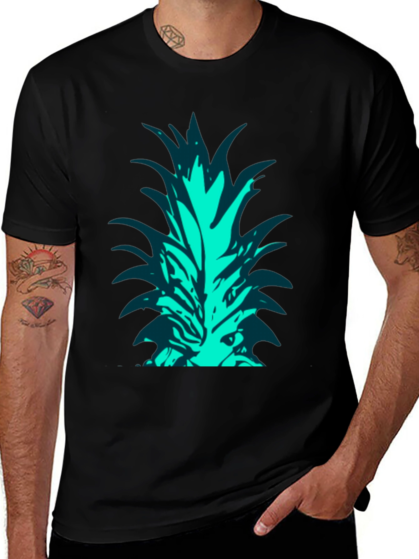 Variant 23 of Cool Pineapple Graphic Black T-Shirt