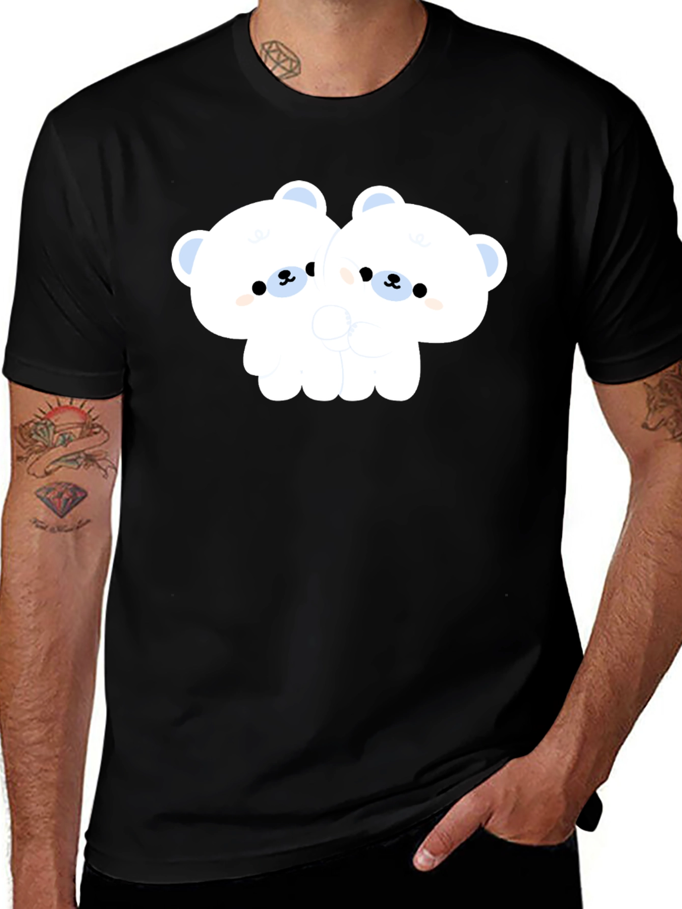 Variant 18 of Cute Bear Hug Black T-Shirt