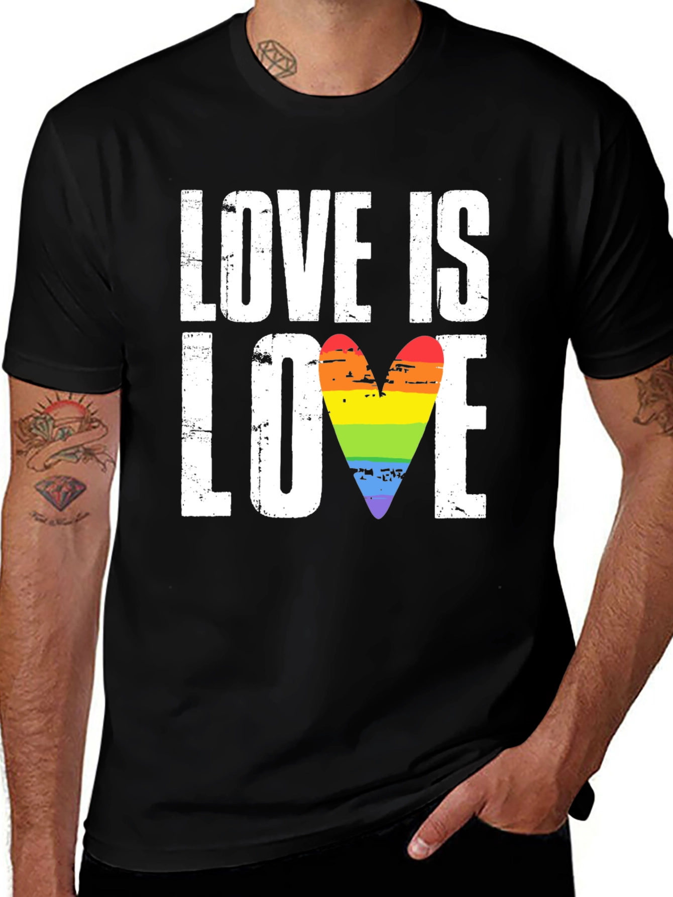 Variant 16 of Love Is Love Rainbow Heart Graphic Tee - Black