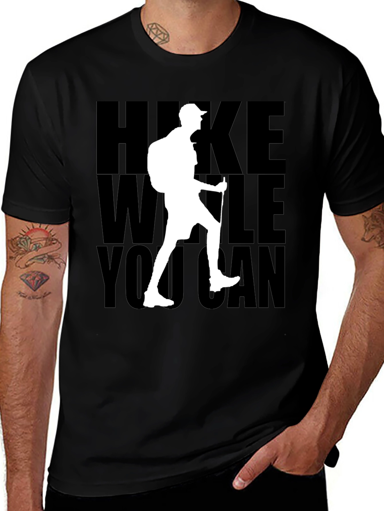 Variant 23 of Hike While You Can Black Graphic Tee