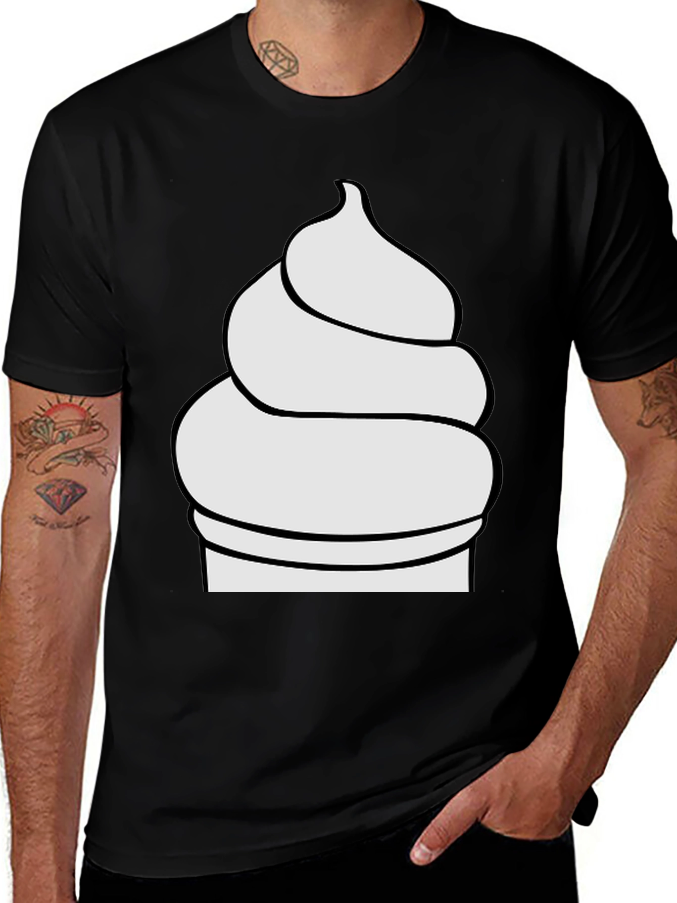 Variant 16 of Swirl Ice Cream Graphic Tee - Black