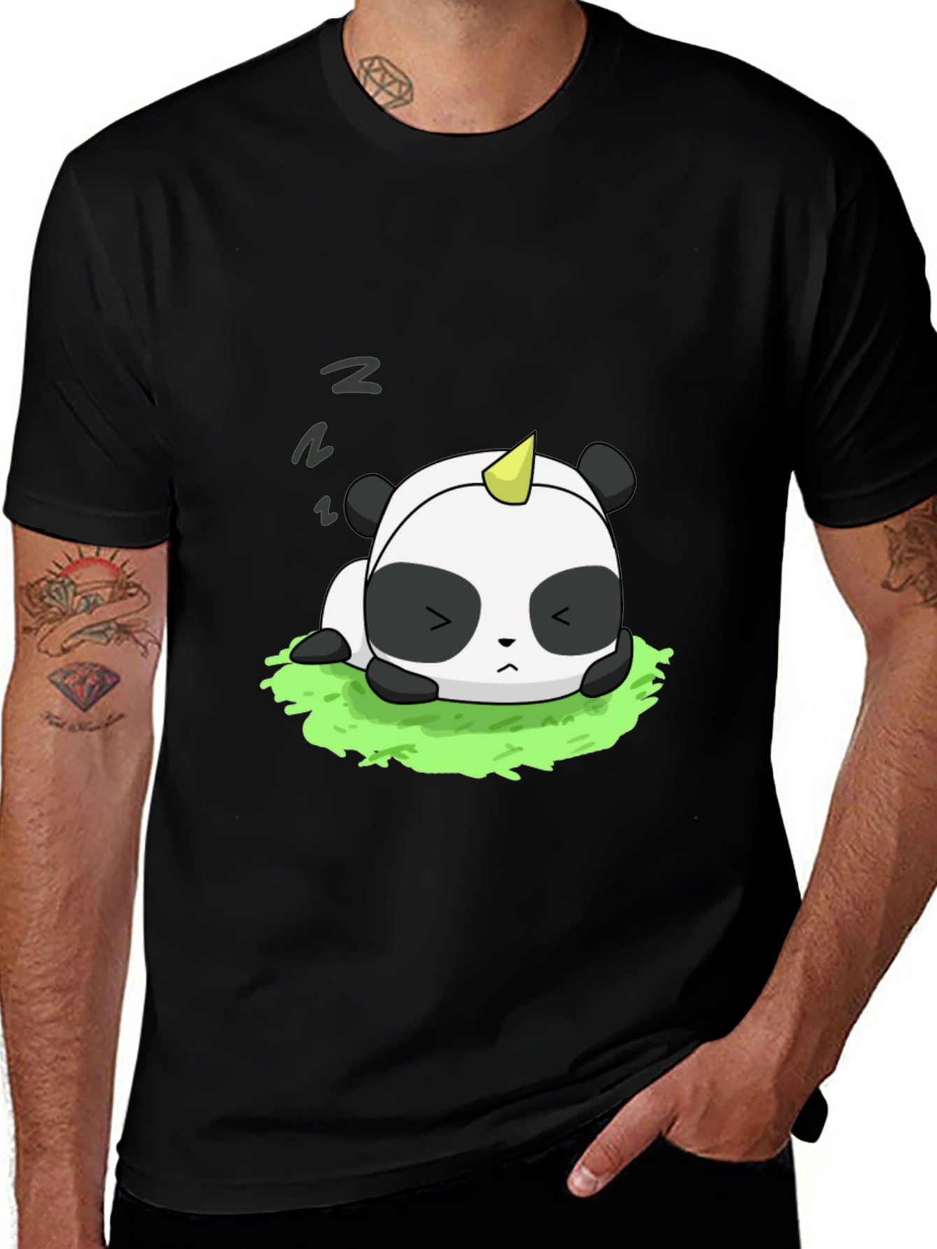 Variant 15 of Cute Panda Unicorn Black T-Shirt