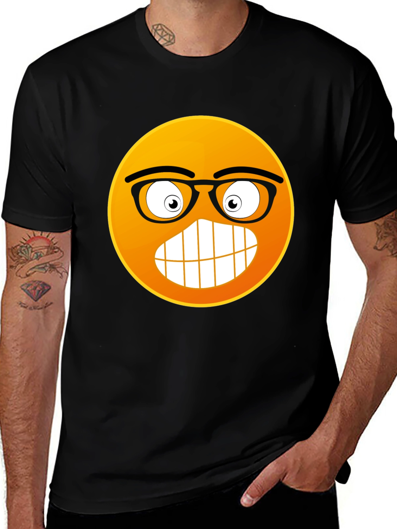 Variant 28 of Nerdy Emoji Black T-Shirt: Express Yourself!