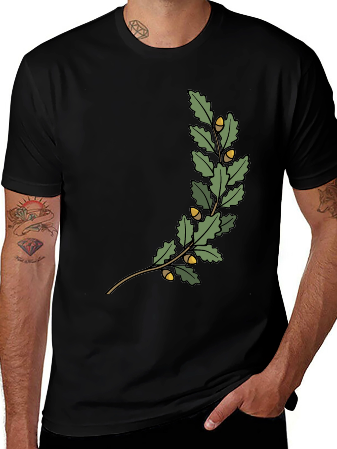 Variant 22 of Oak Leaf Branch Graphic Tee - Nature Inspired Style