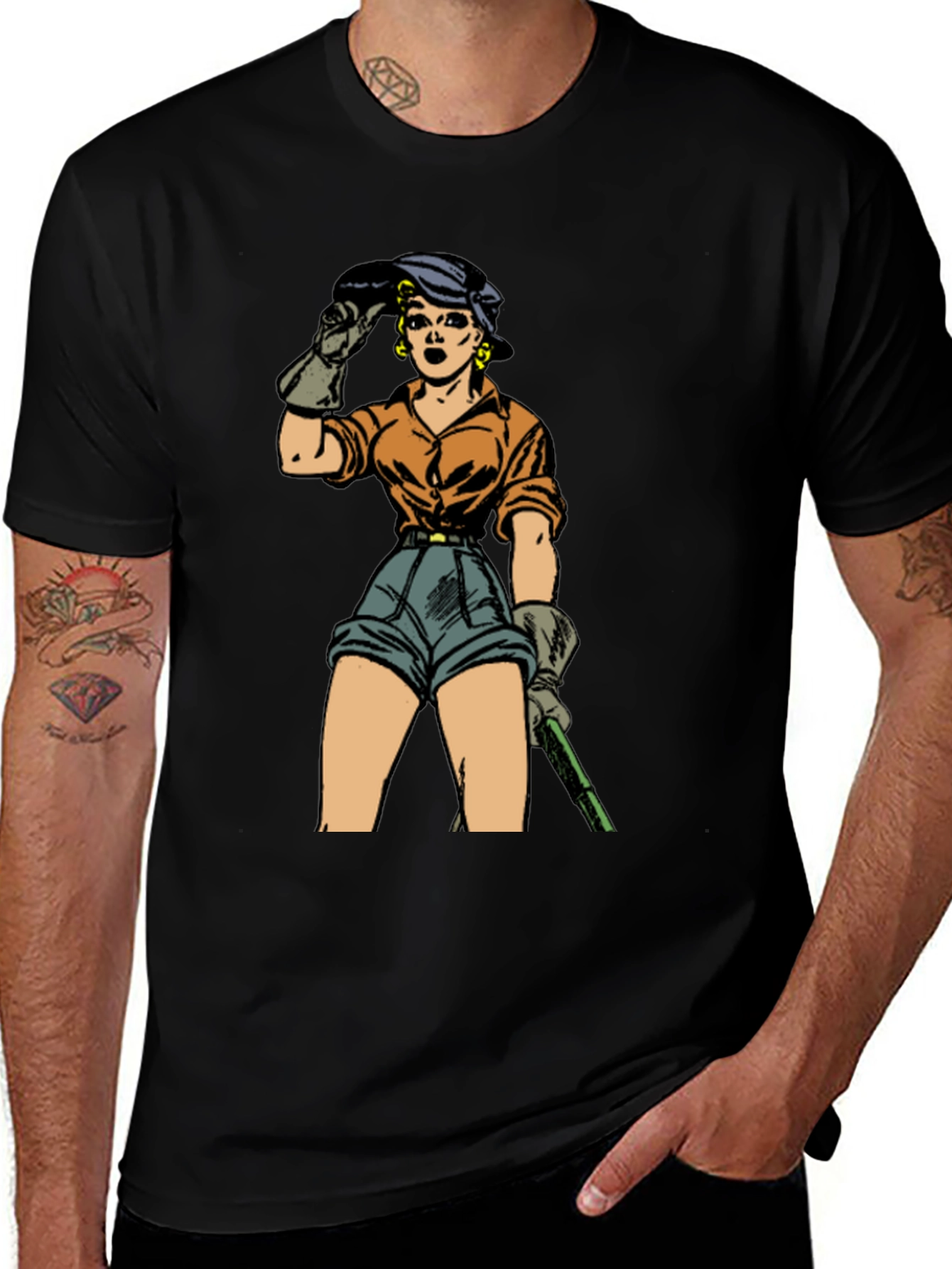 Variant 26 of Welder Woman T-Shirt - Black Cotton Tee