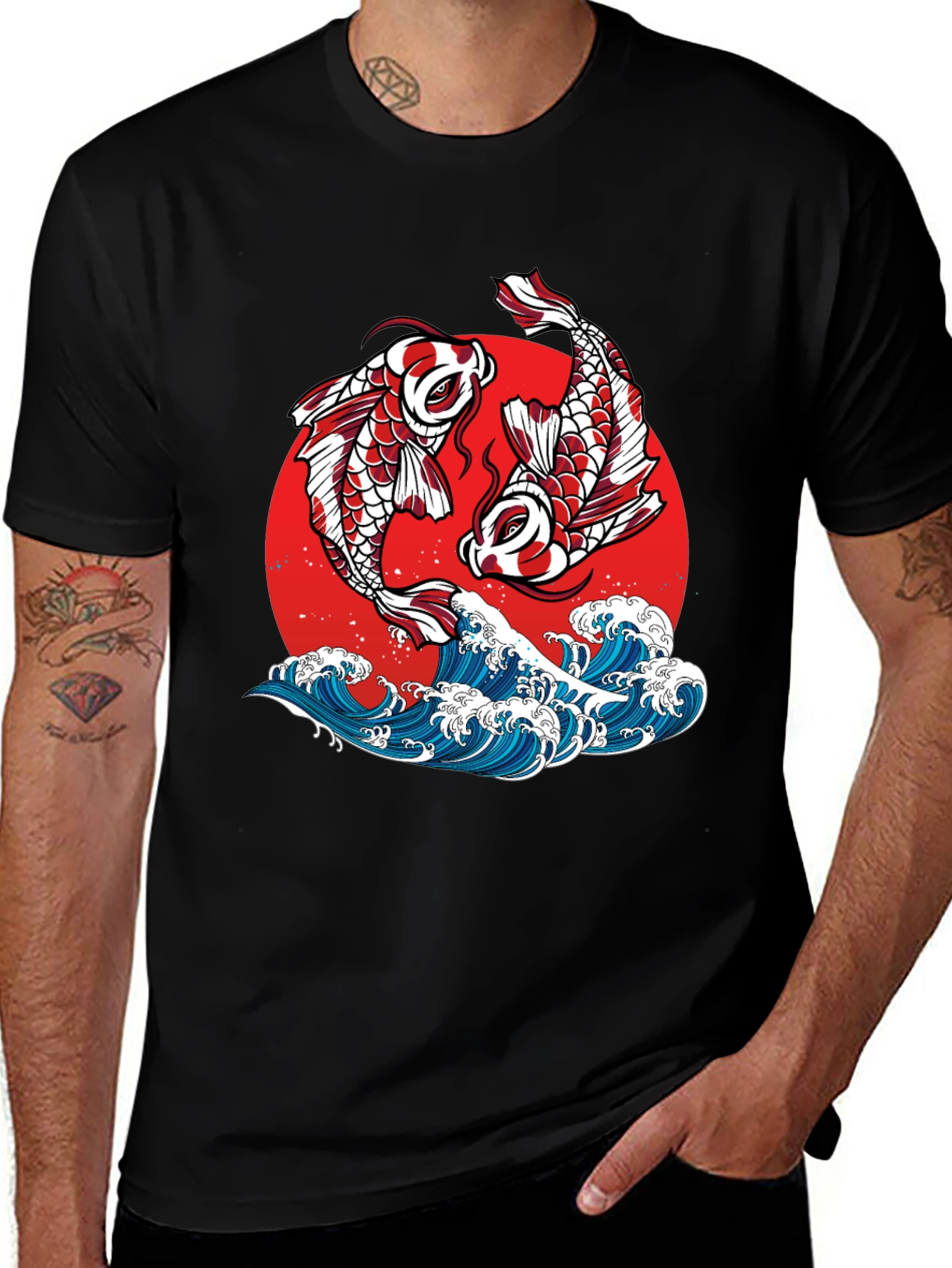Variant 24 of Koi Fish T-Shirt - Japanese Art Waves Tee