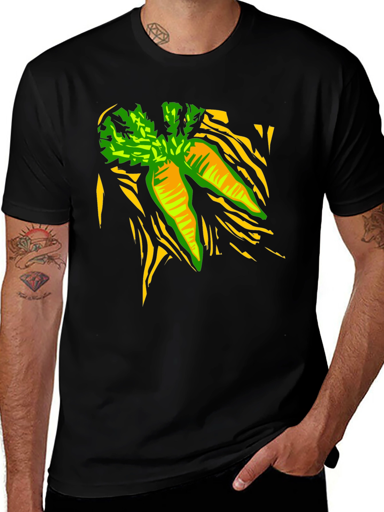Variant 3 of Carrot Graphic Print Black T-Shirt