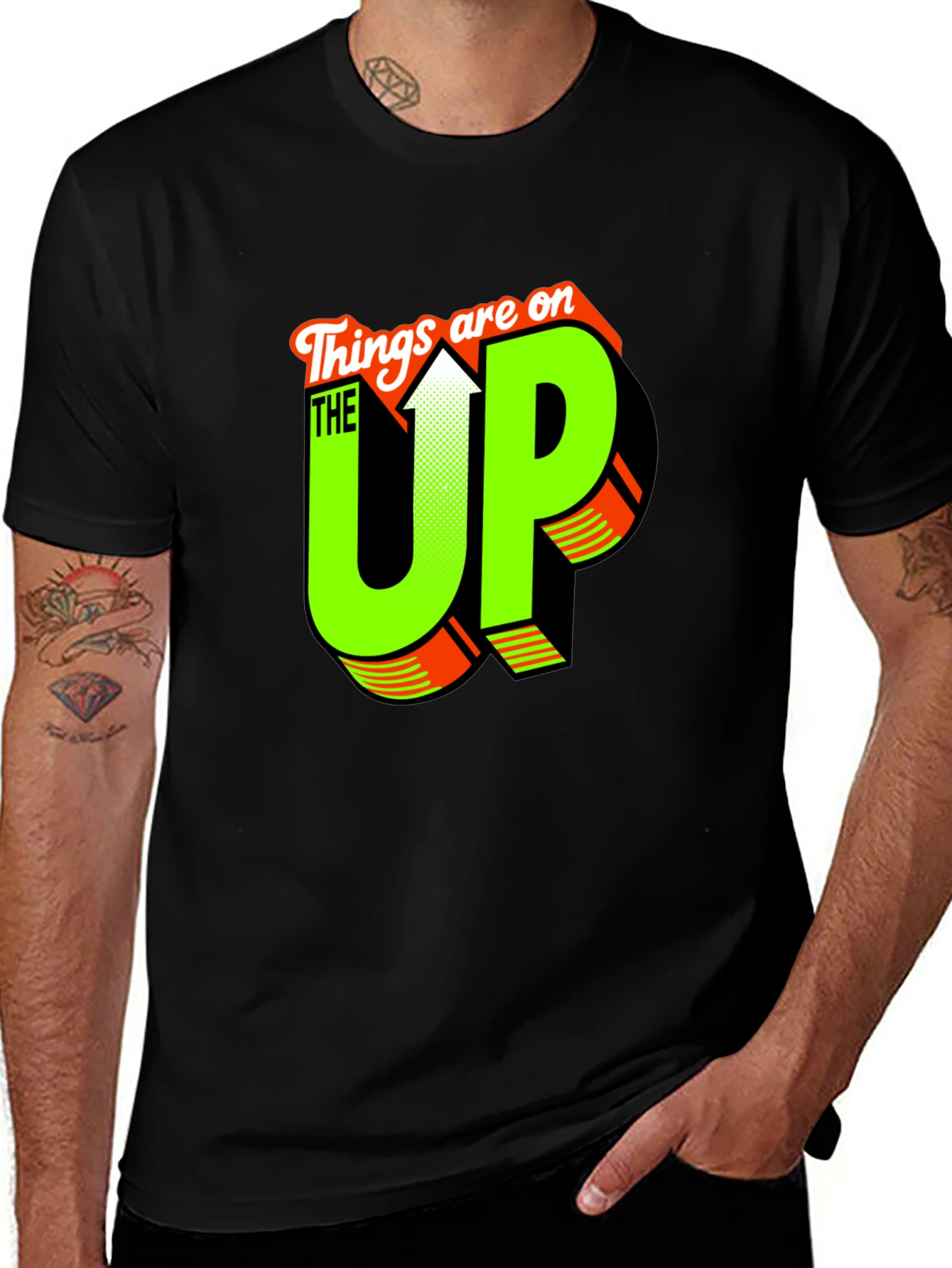 Variant 23 of Things are on the UP Graphic Tee - Black