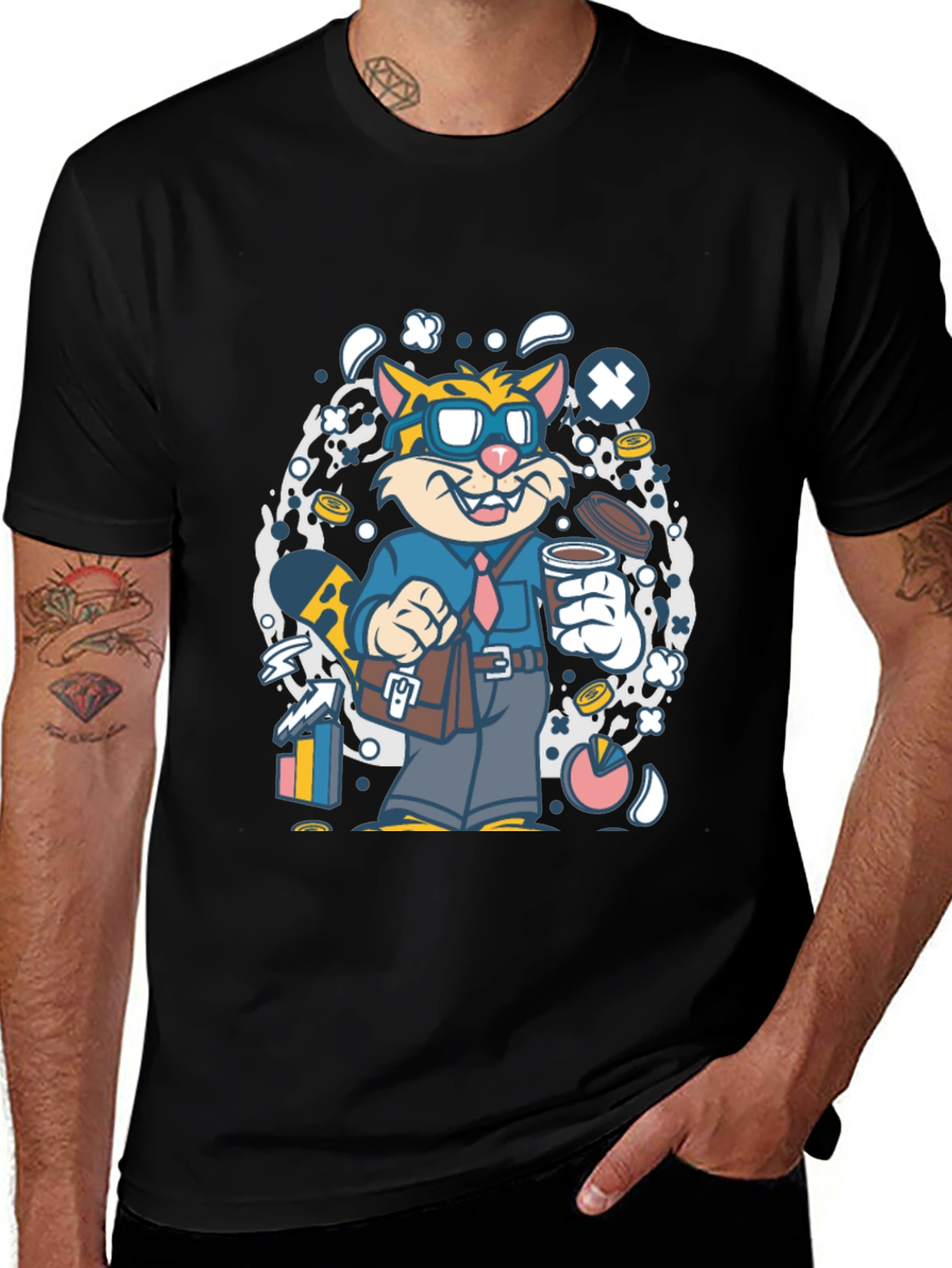 Variant 16 of Cartoon Cat Businessman Graphic T-Shirt
