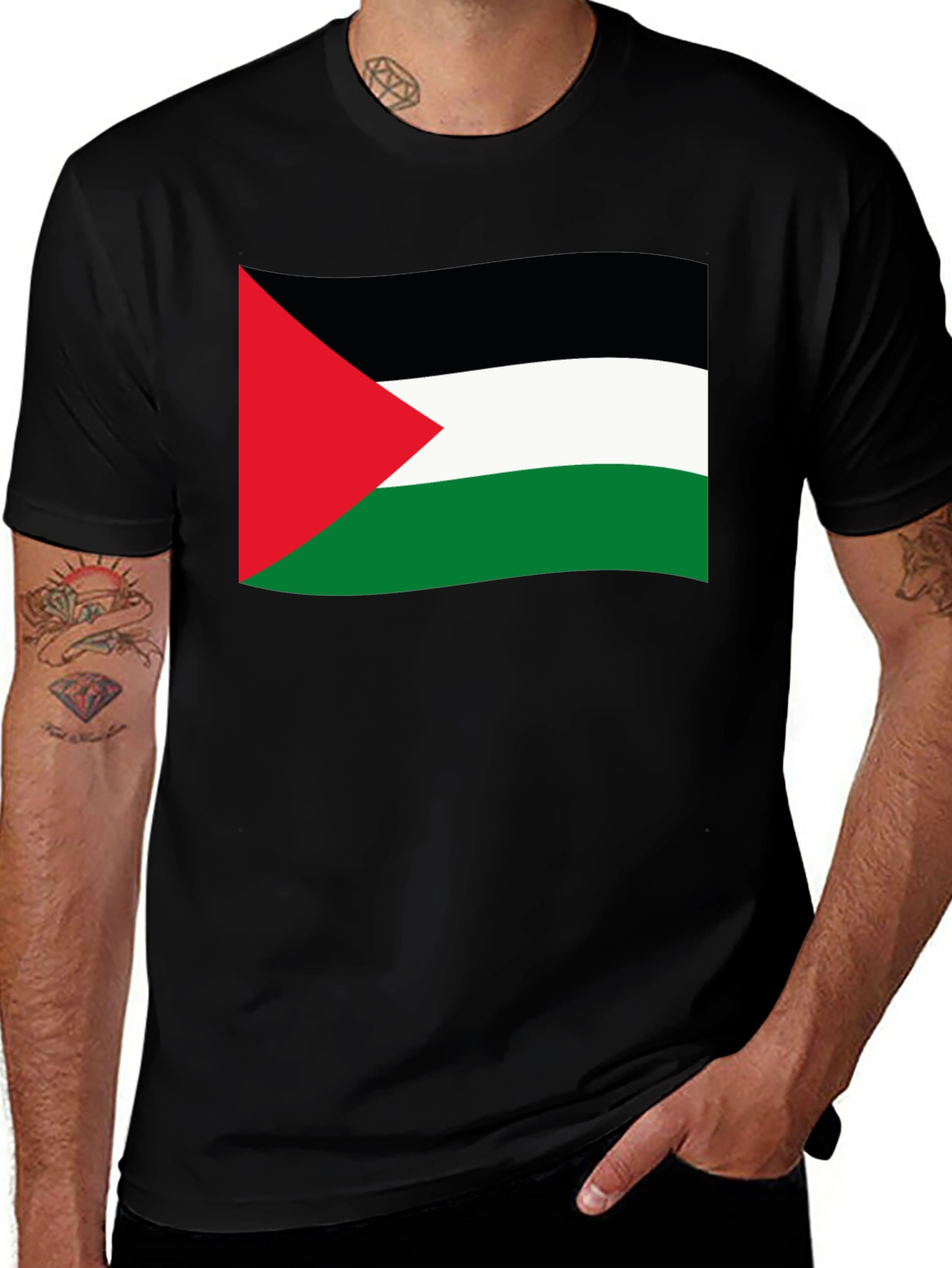 Variant 19 of Palestine Flag T-Shirt - Black Casual Tee