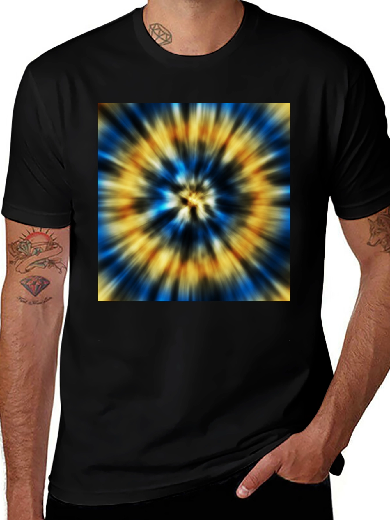 Black Vibrant Tie-Dye Graphic Black T-Shirt main image