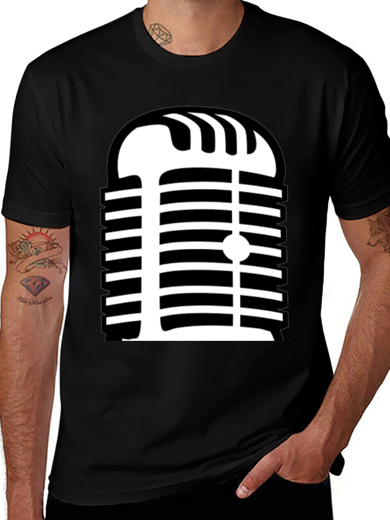 Variant 9 of Retro Microphone Graphic Tee - Classic Style