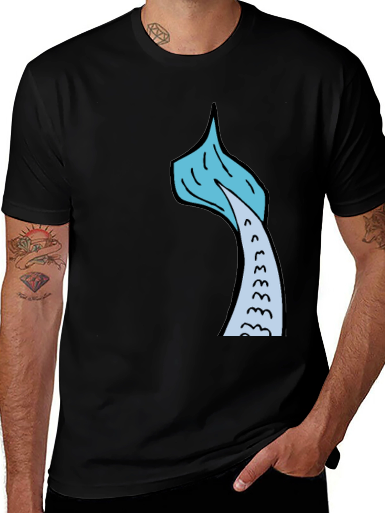 Variant 12 of Mermaid Tail Graphic T-Shirt - Black, Fun Design