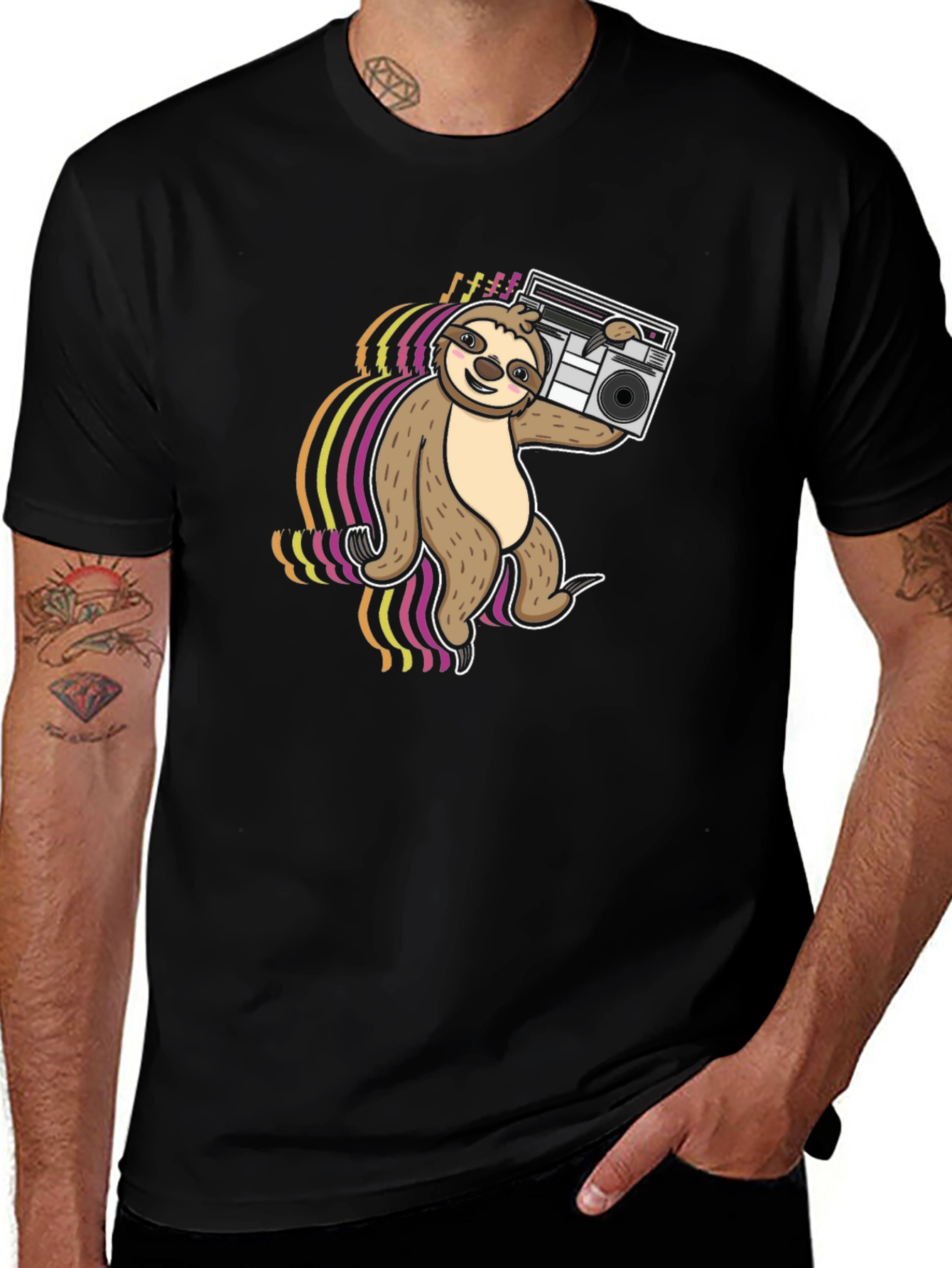 Variant 7 of Sloth DJ T-Shirt - Black Graphic Tee