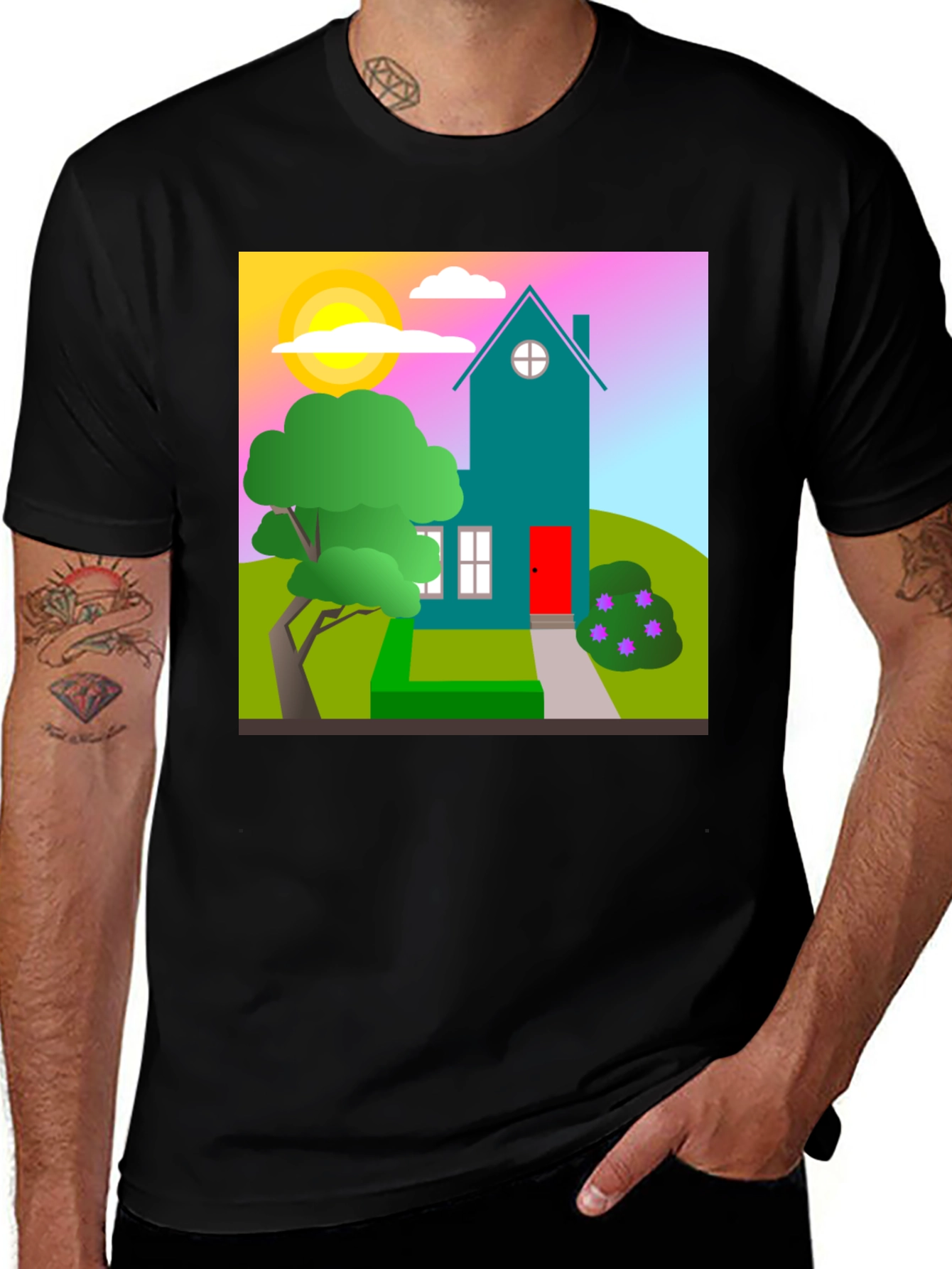 Cartoon House Graphic T-Shirt