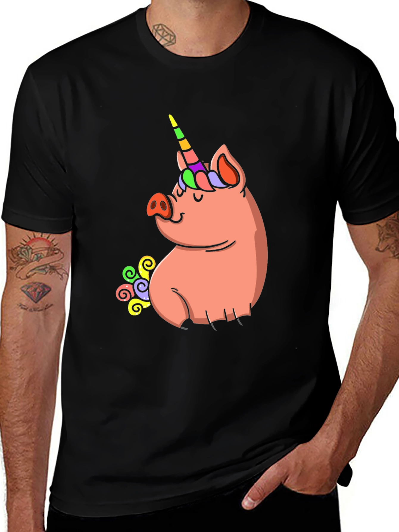 Variant 22 of Pig Unicorn Black T-Shirt