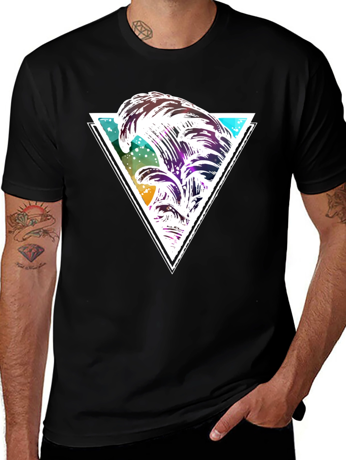 Variant 13 of Wave Graphic Black T-Shirt - Unisex Fit