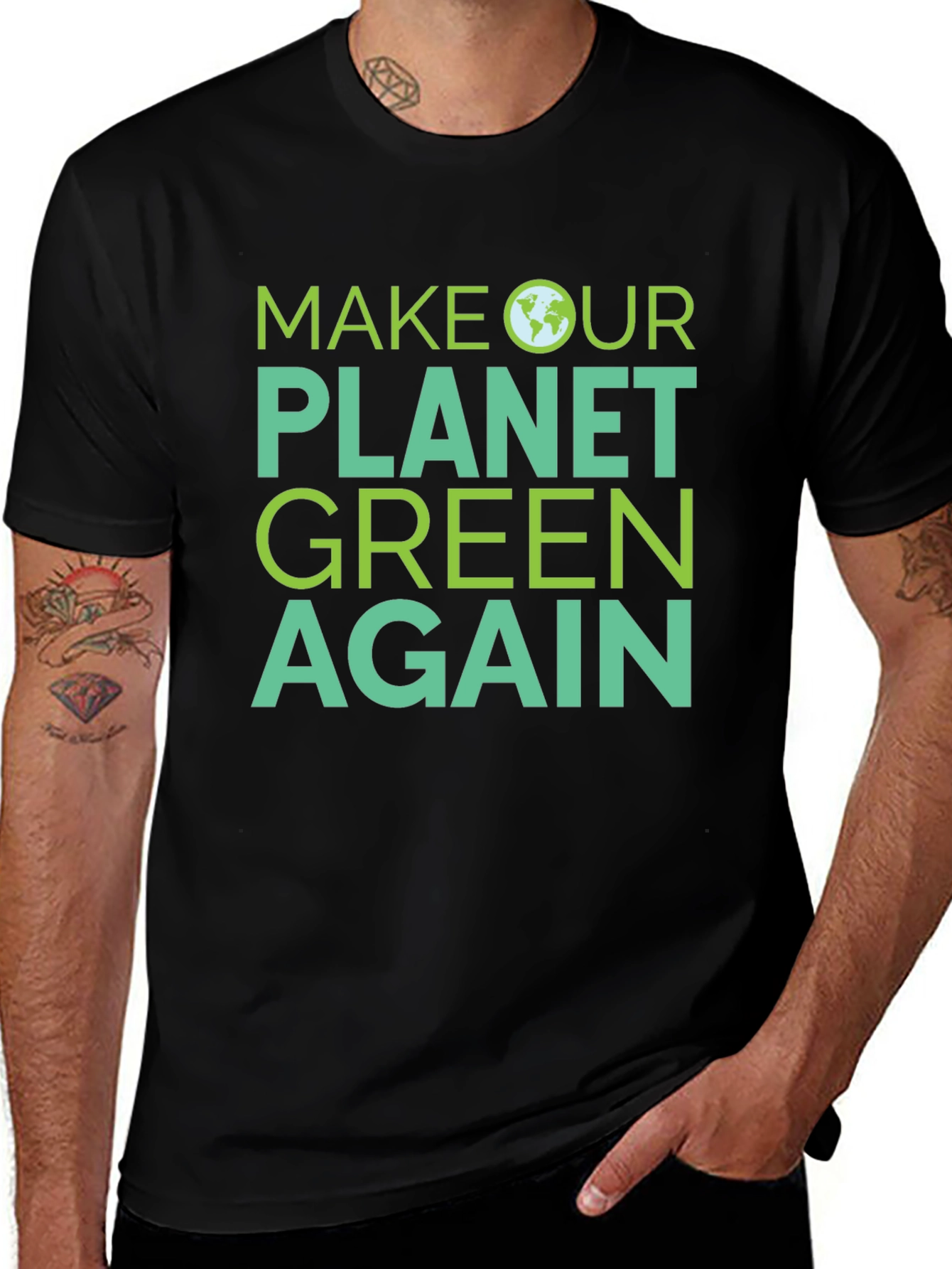 Variant 21 of Make Our Planet Green Again T-Shirt - Eco Friendly Design