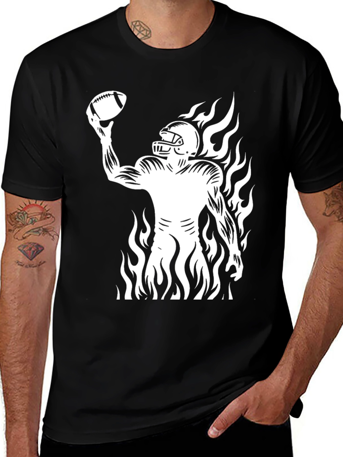 Variant 3 of Football Player Flame Graphic T-Shirt
