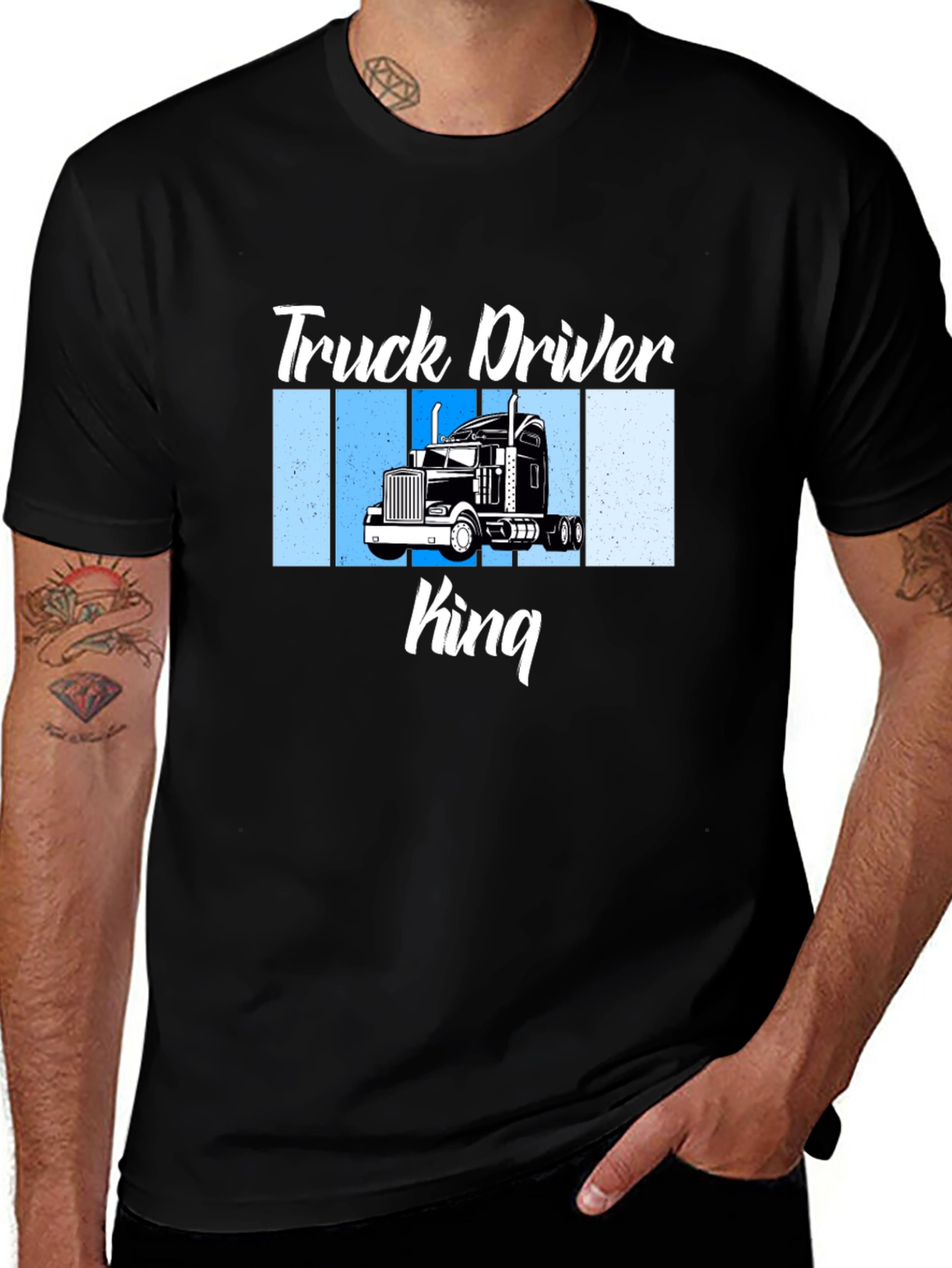 Variant 13 of Truck Driver King Black T-Shirt