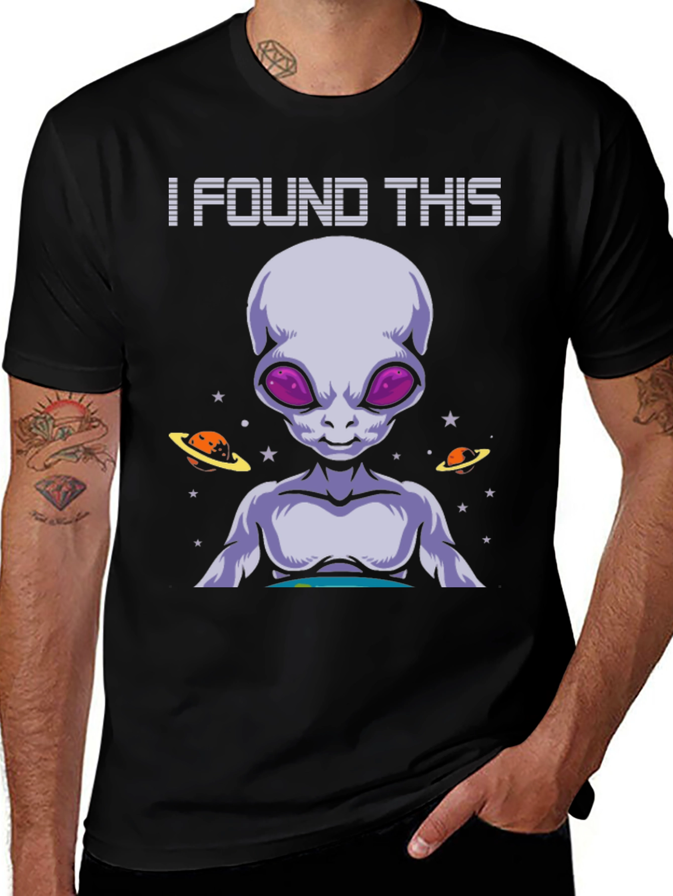 Variant 2 of I Found This Alien Graphic Tee - Black Cotton T-Shirt