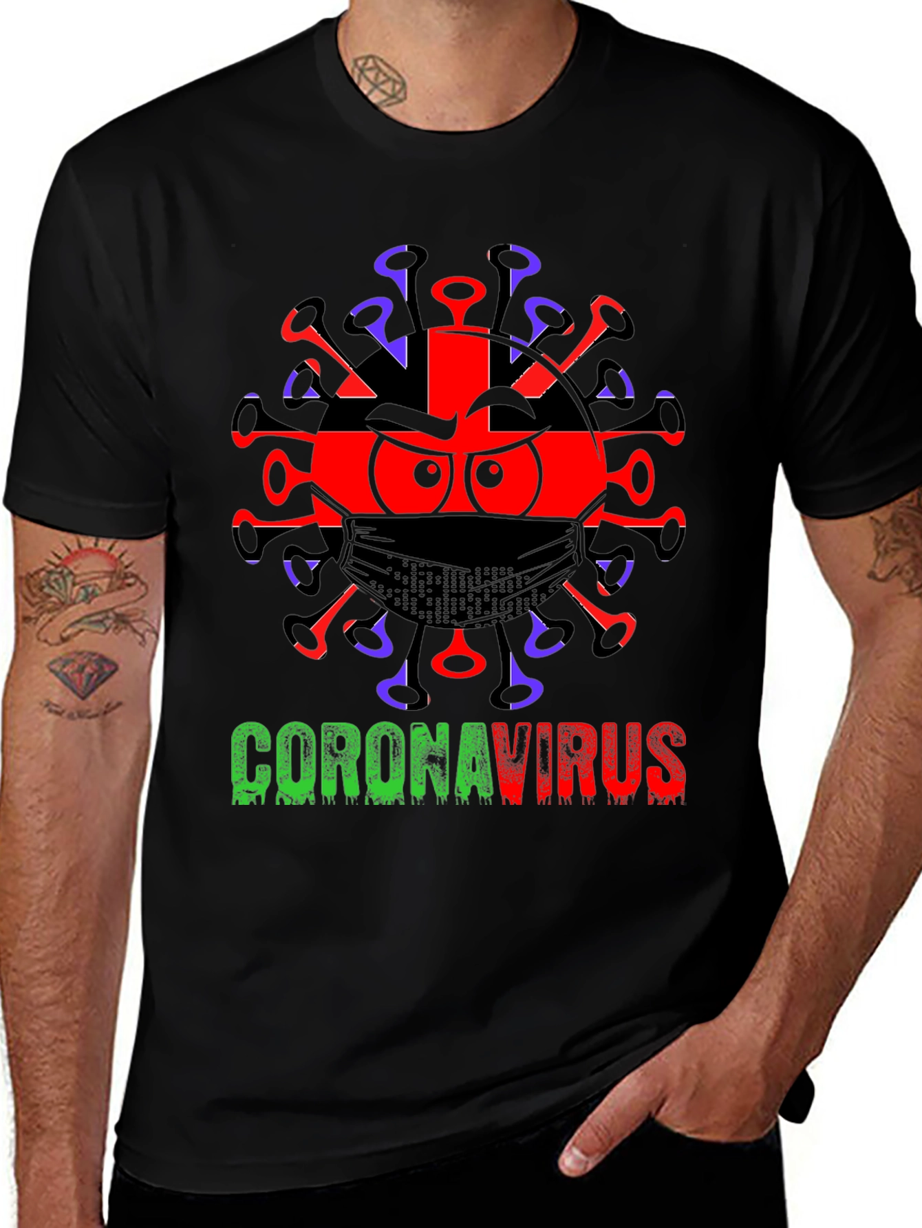 Variant 24 of Coronavirus Graphic T-Shirt - Black Cotton Tee