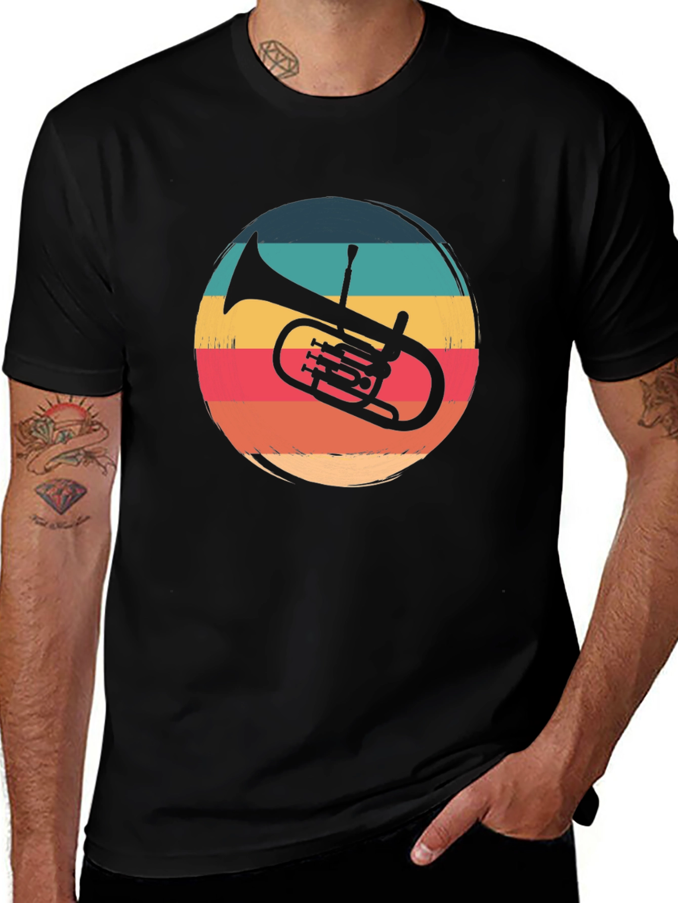 Retro Trombone Graphic Tee - Vintage Music Lover Shirt