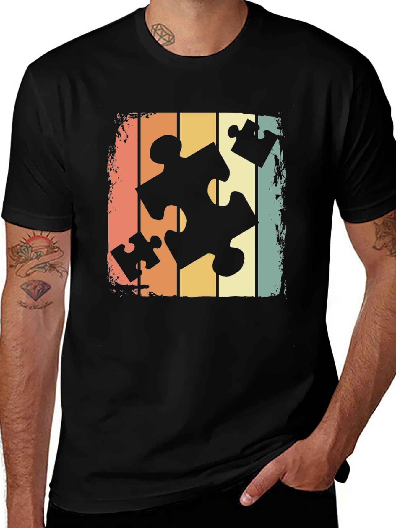 Variant 5 of Puzzle Piece Retro Graphic Tee