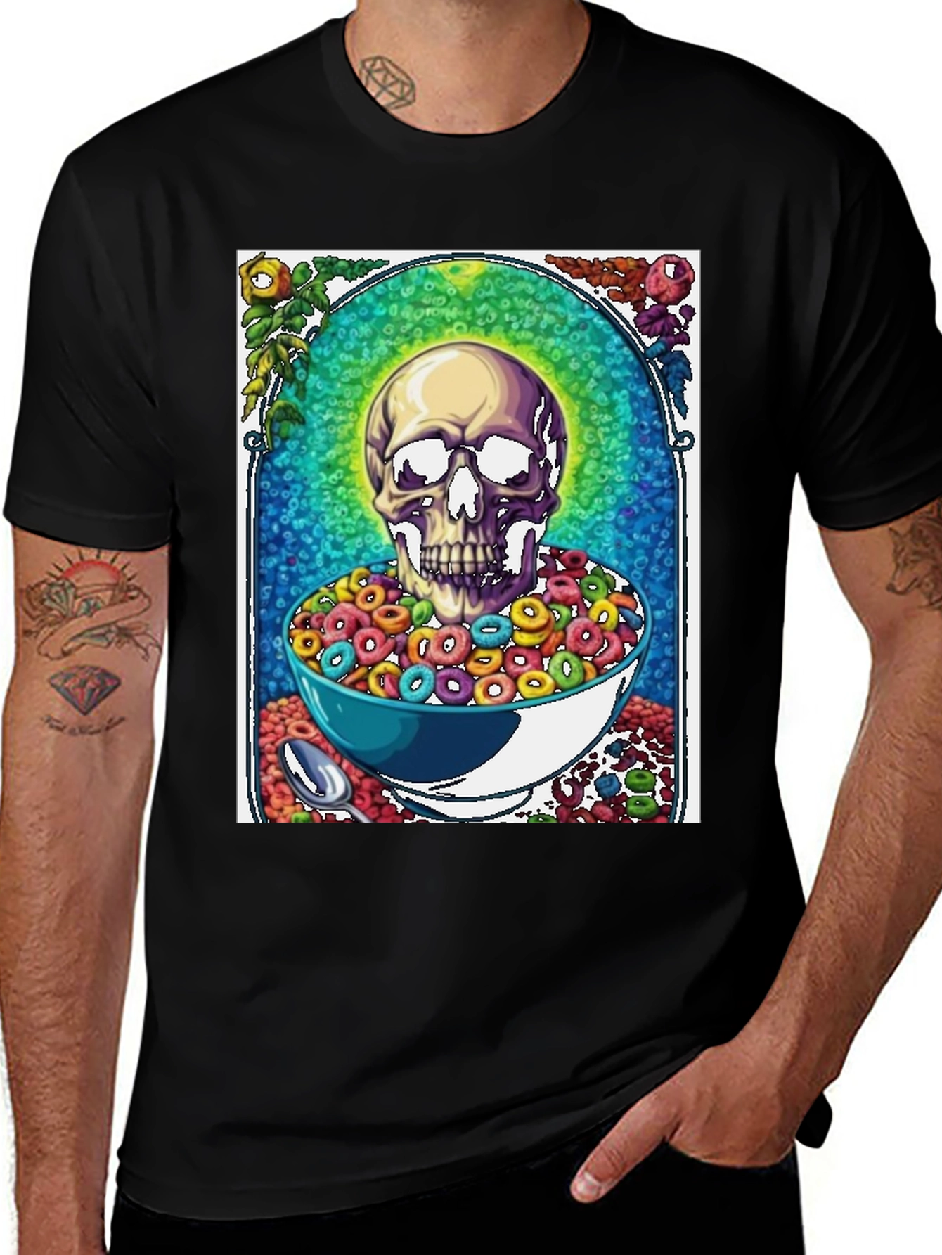Variant 7 of Skull Cereal T-Shirt - Funny Graphic Tee
