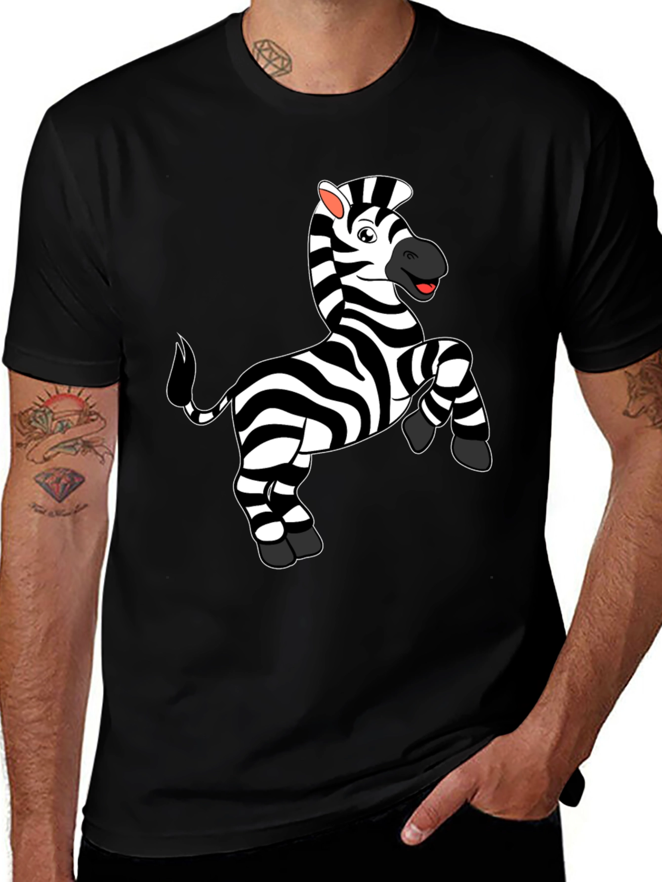 Variant 14 of Zebra Graphic Tee - Black Cotton Comfort