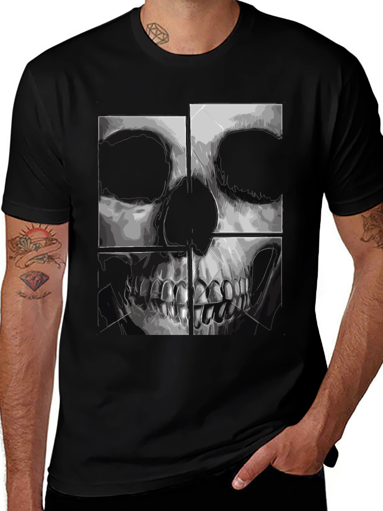 Variant 27 of Skull Graphic Print Black T-Shirt