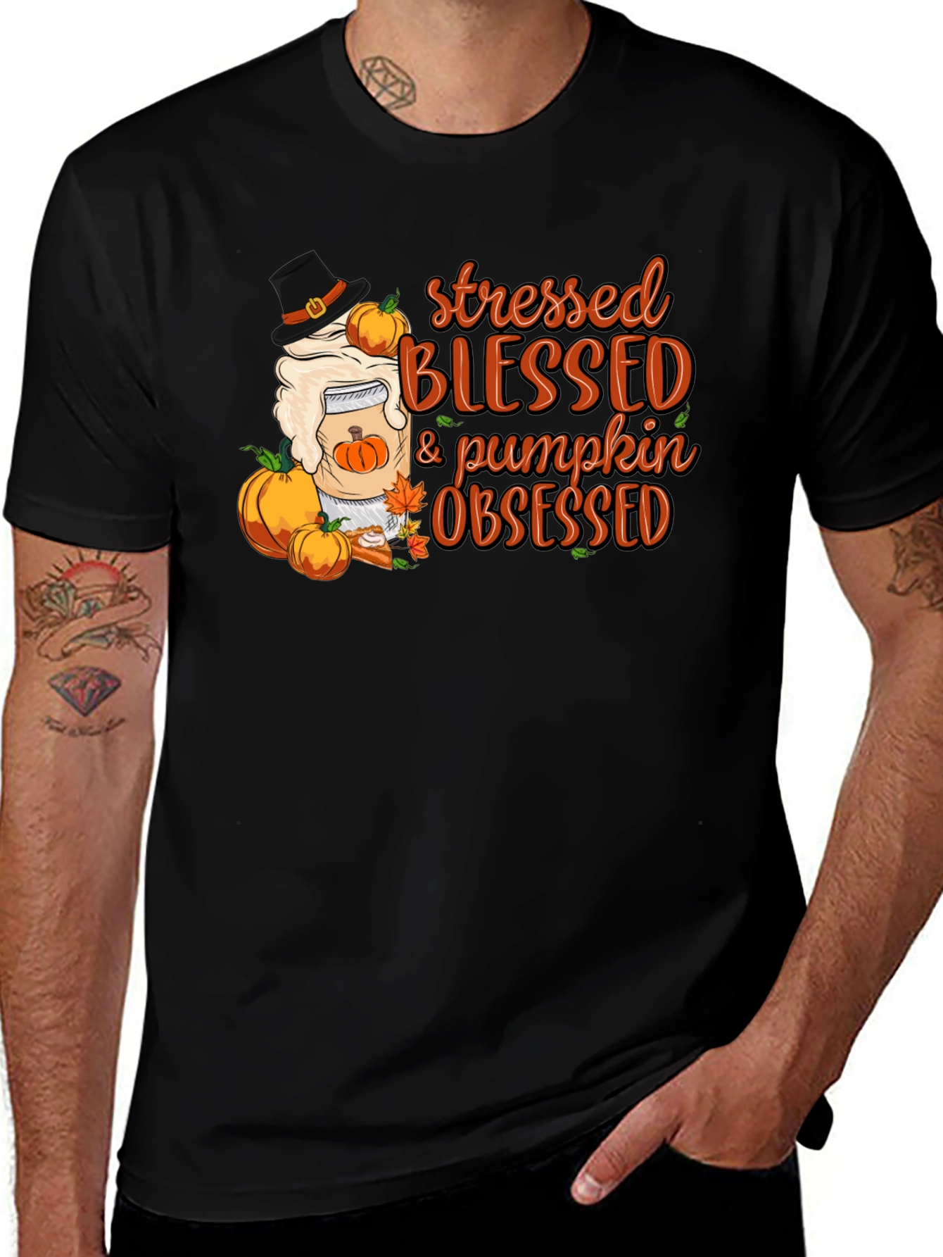 Variant 13 of Stressed Blessed Pumpkin Obsessed T-Shirt