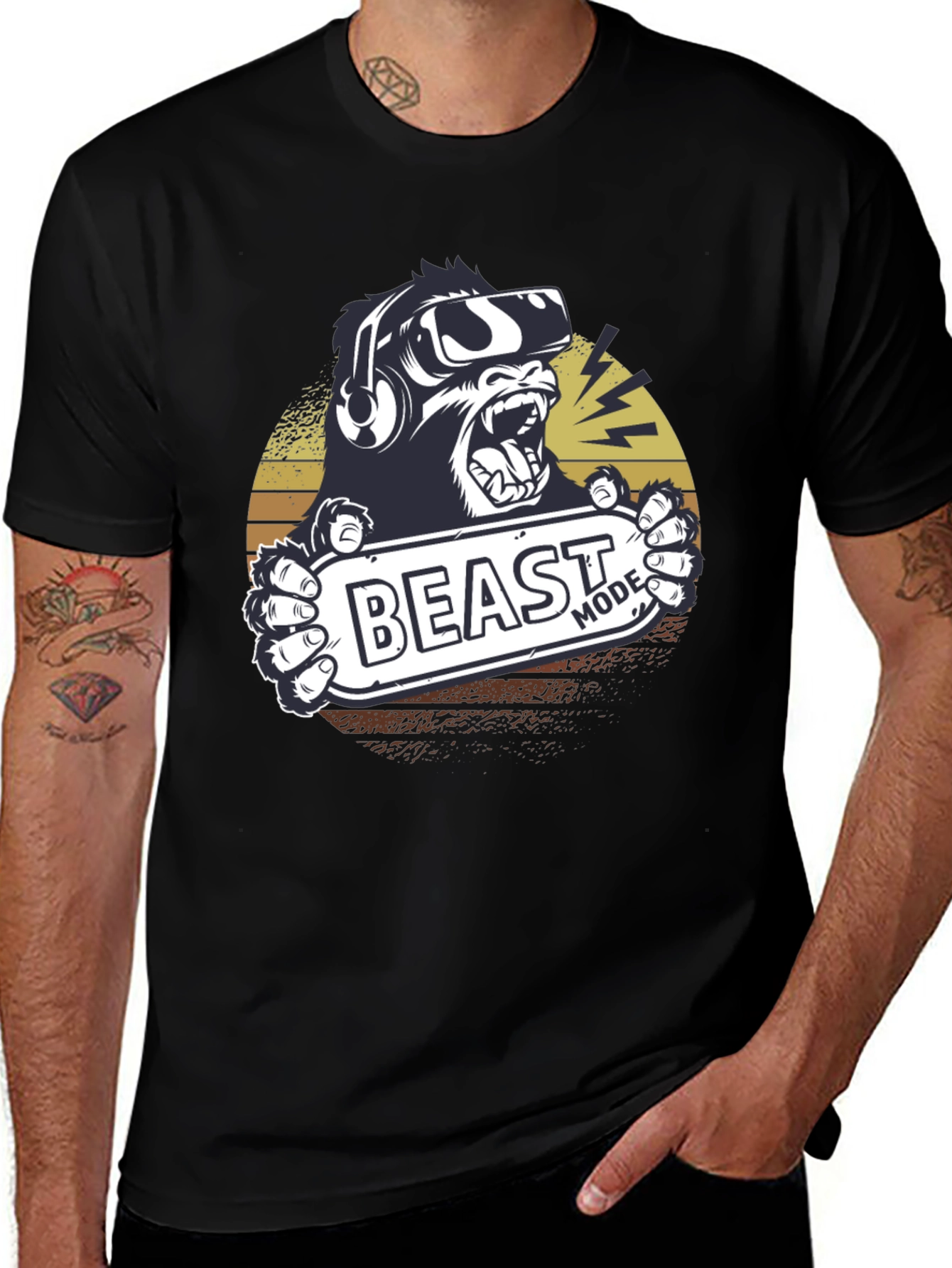 Variant 3 of Beast Mode VR Gorilla T-Shirt - Black Crew Neck