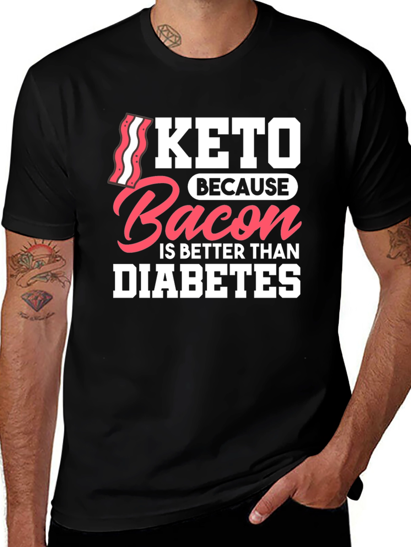 Variant 6 of Keto Bacon Better Than Diabetes Graphic T-Shirt