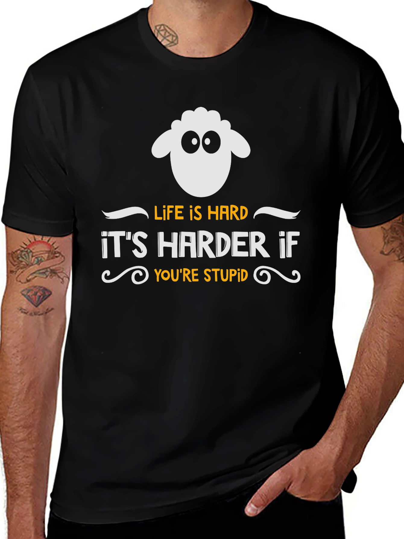 Variant 27 of Funny Sheep Graphic T-Shirt - Life is Hard