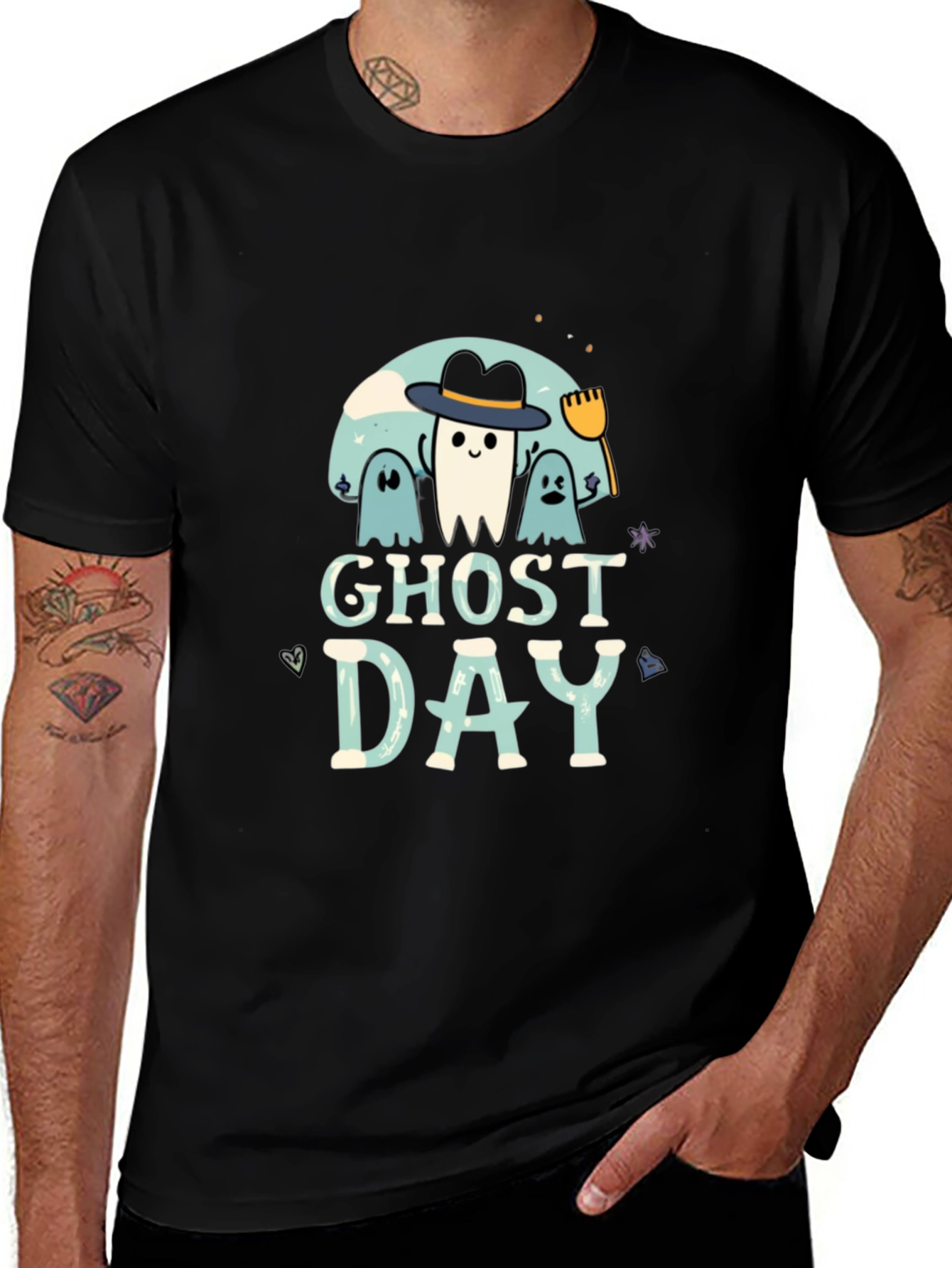 Ghost Day Black T-Shirt: Spooky Season Style