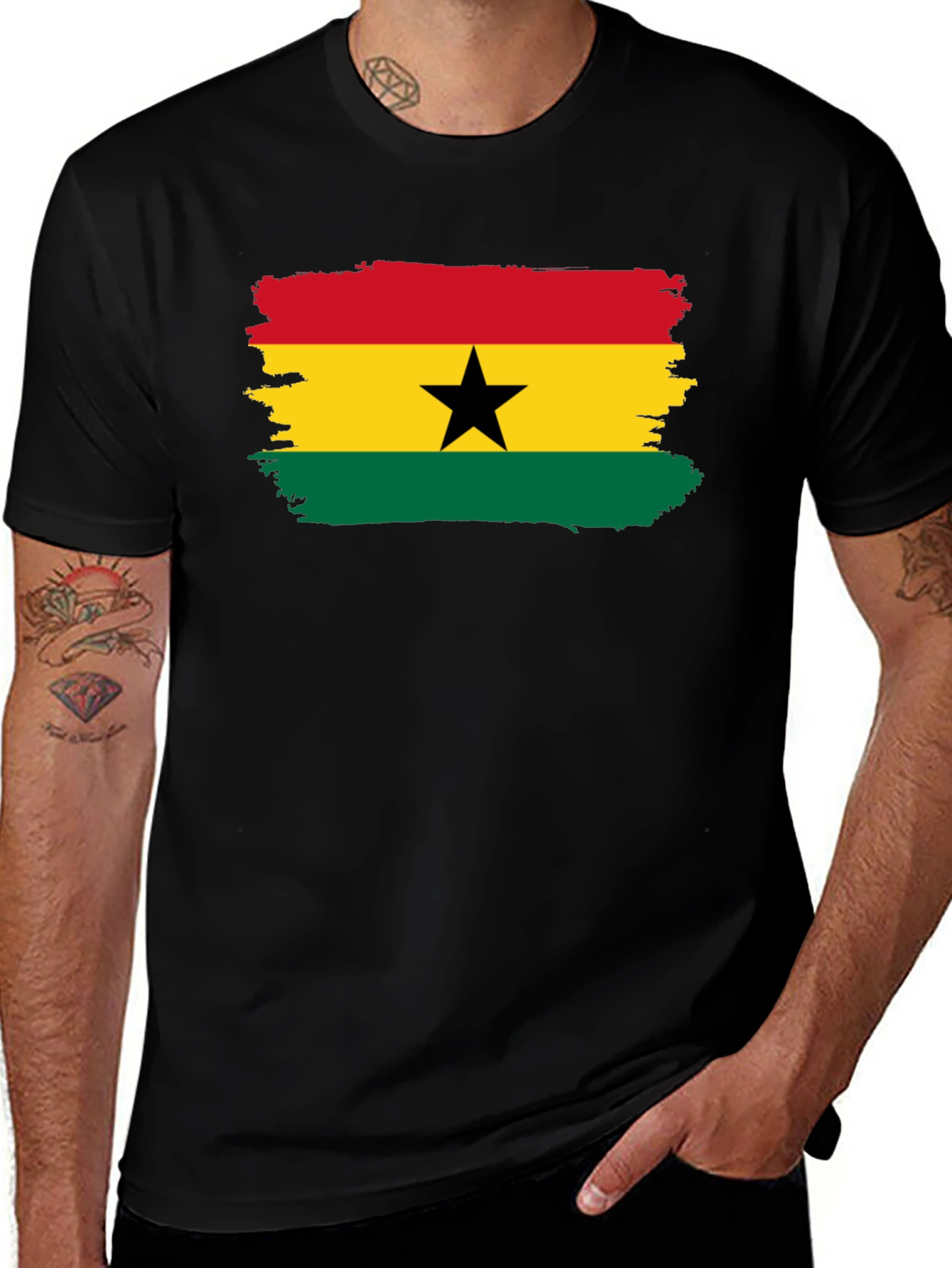 Ghana Flag T-Shirt - Black Cotton Tee