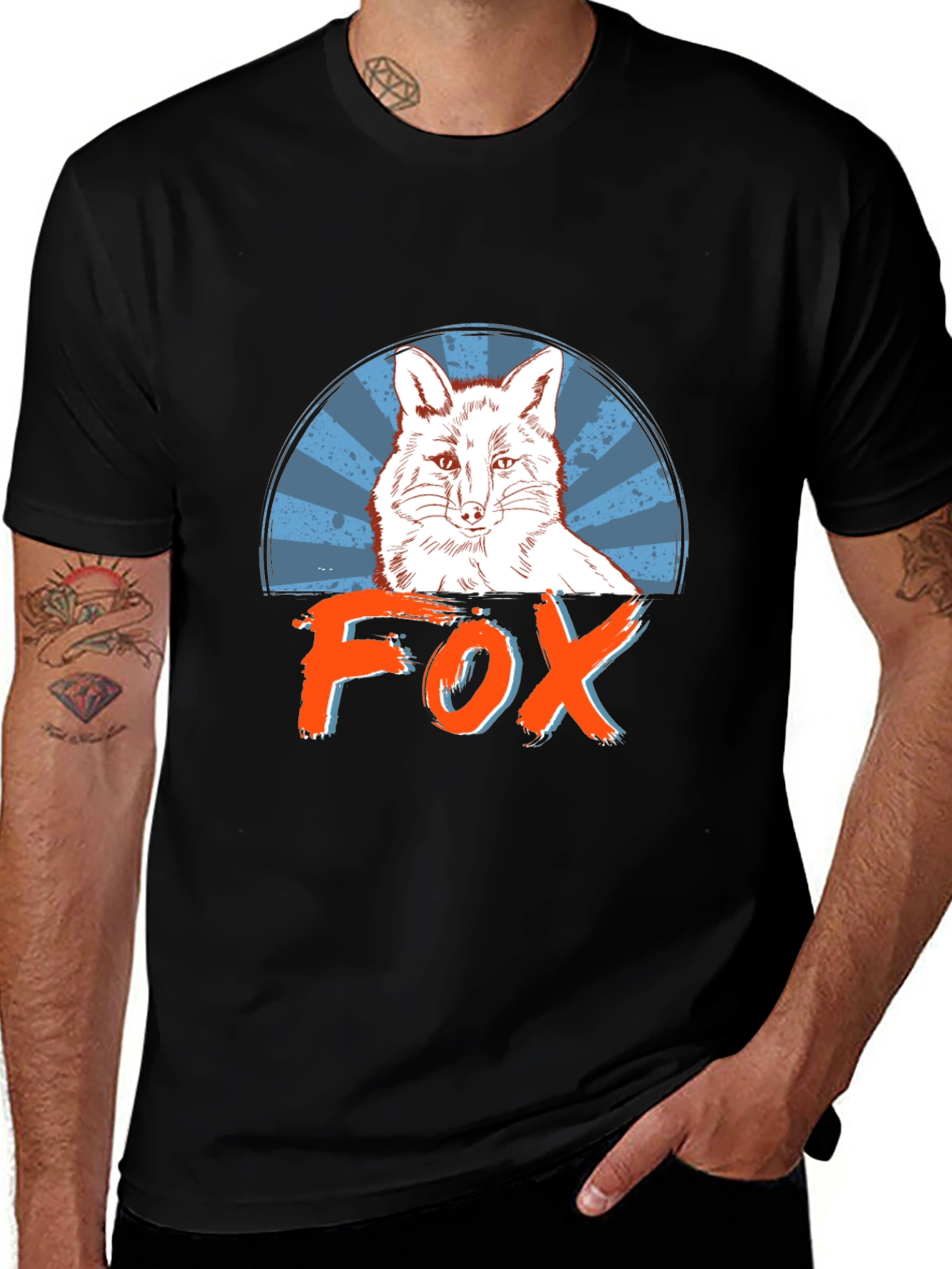 Variant 26 of Stylish Men's Black Fox Graphic T-Shirt