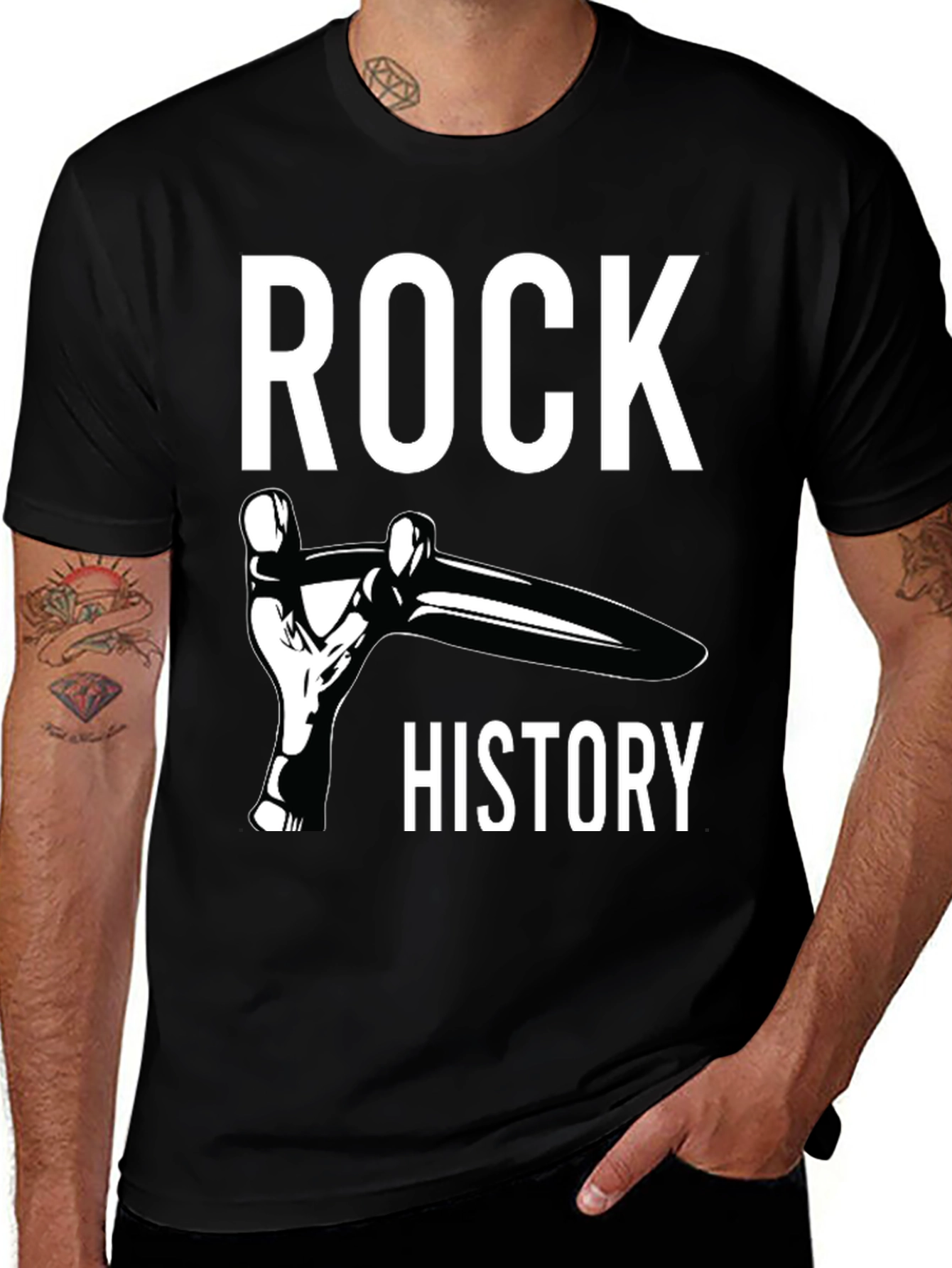 Variant 9 of Rock History Graphic Tee - Black T-Shirt