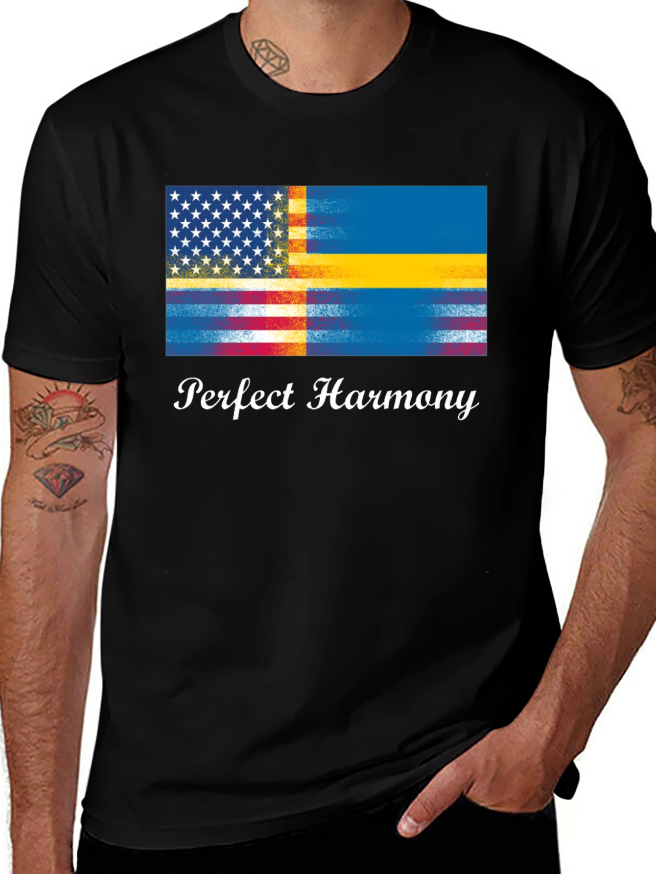 Perfect Harmony USA & Sweden Flag T-Shirt
