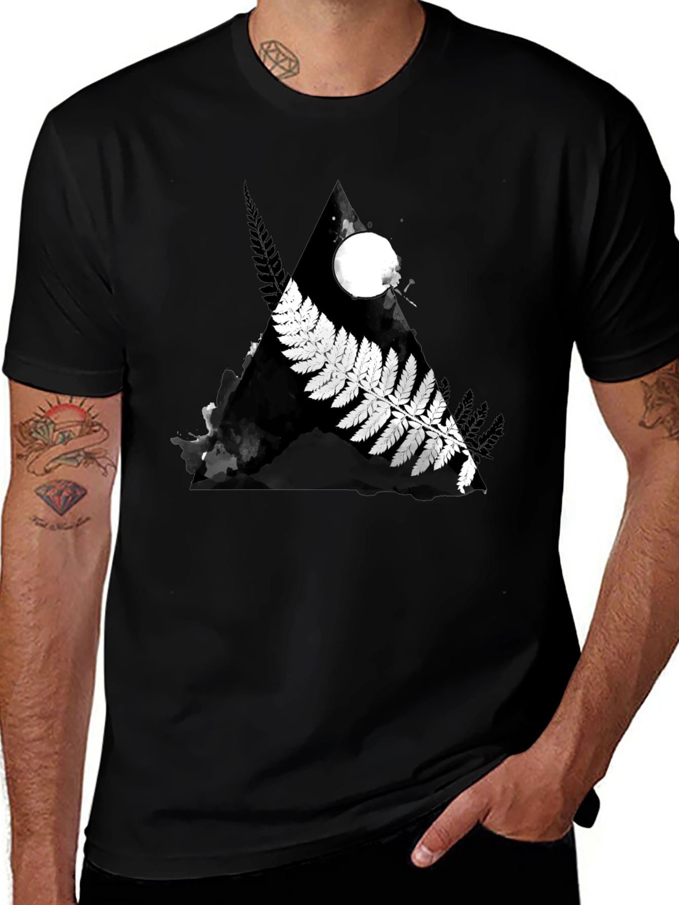 Variant 12 of Nature Graphic Tee: Fern Triangle Design